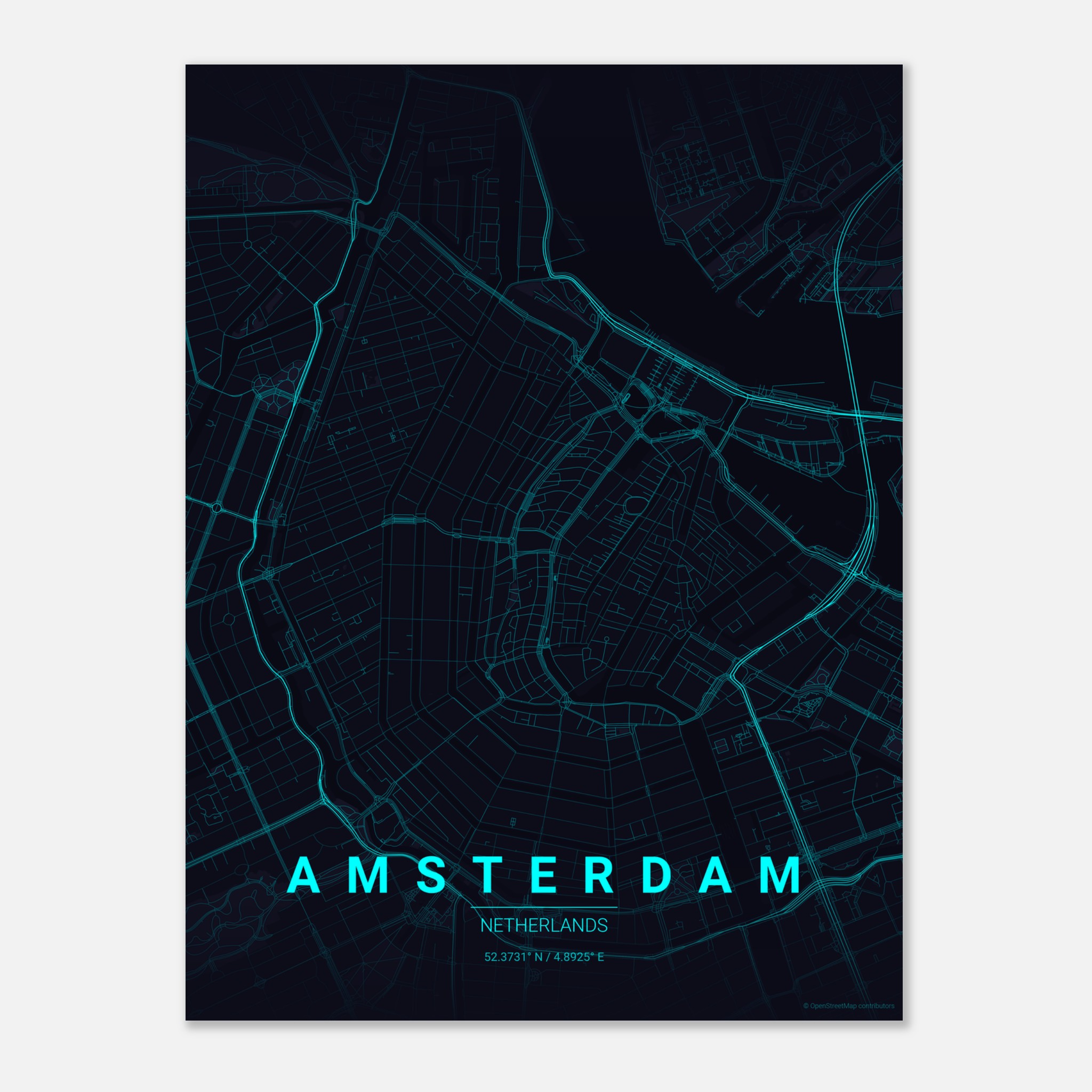 Amsterdam vector map poster in Strip colourway, Netherlands