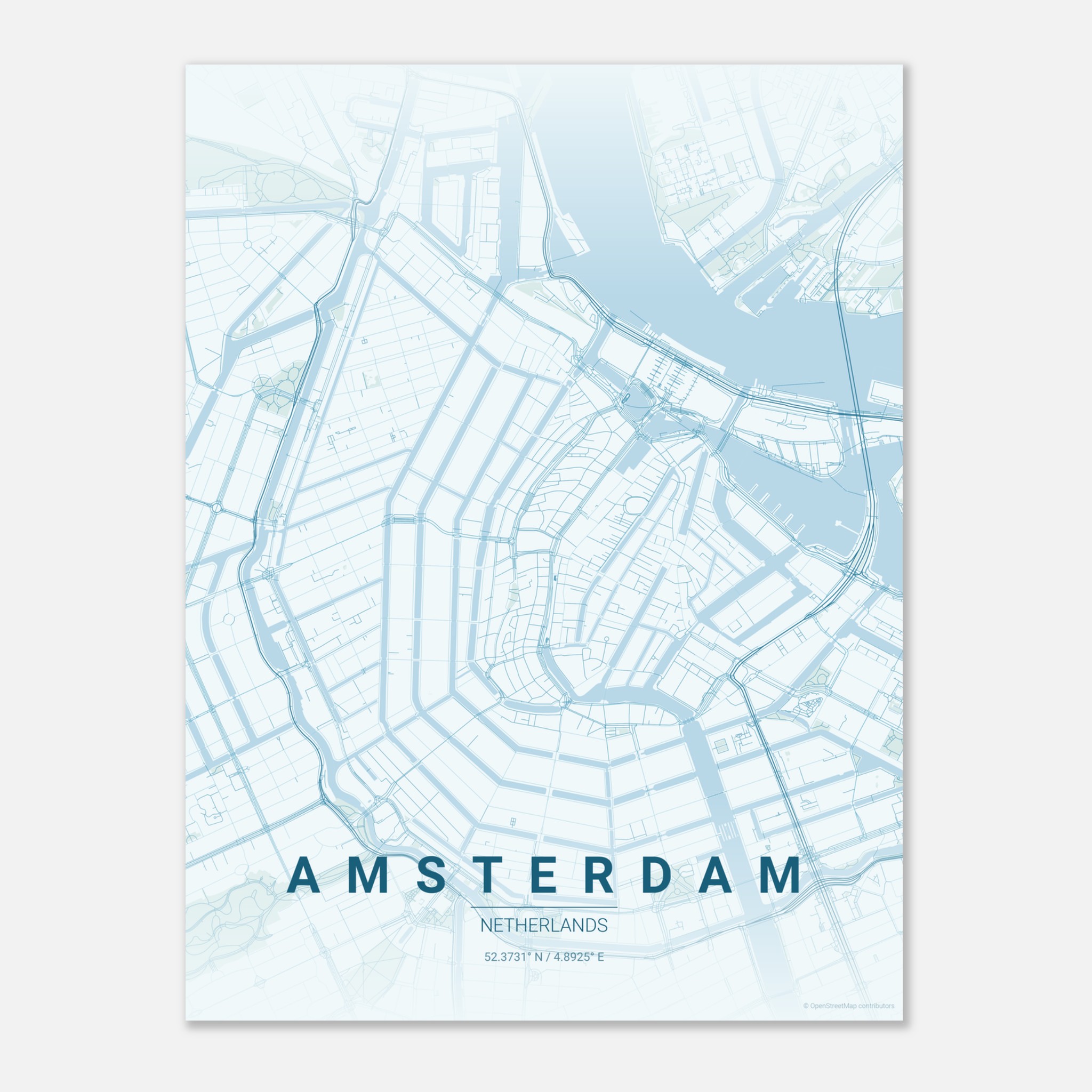 Amsterdam vector map poster in Swell colourway, Netherlands