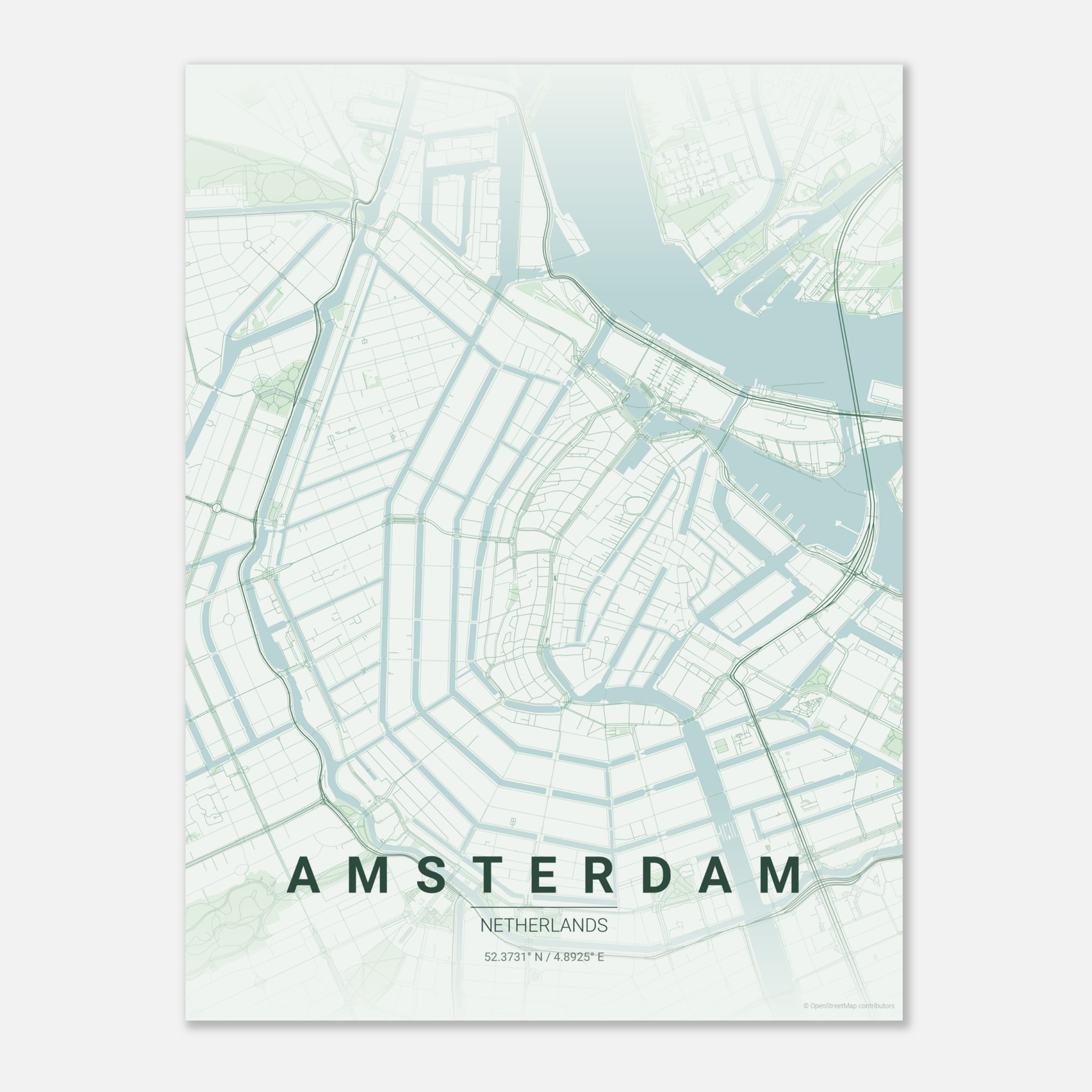 Amsterdam vector map poster in Thicket colourway, Netherlands