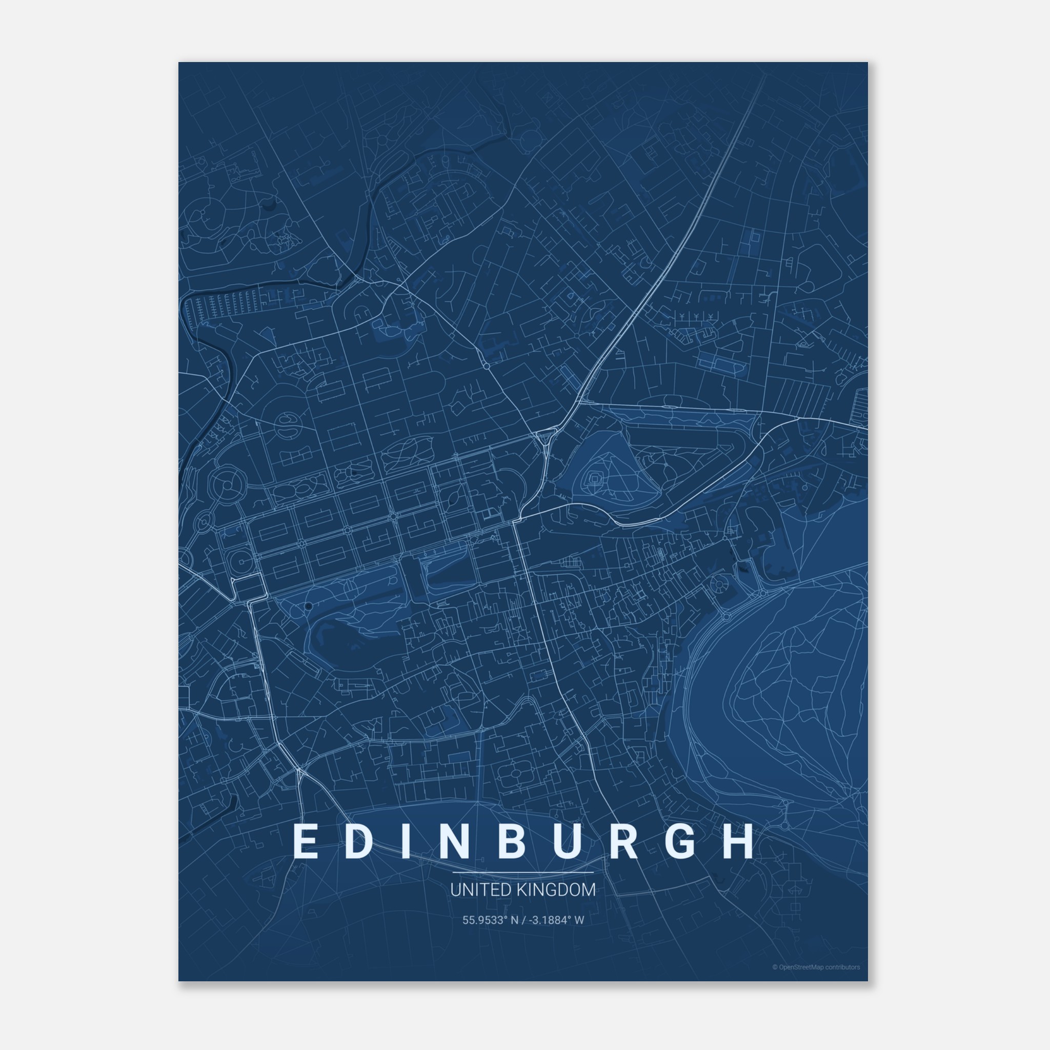 Edinburgh vector map poster in Blueprint colourway, United Kingdom