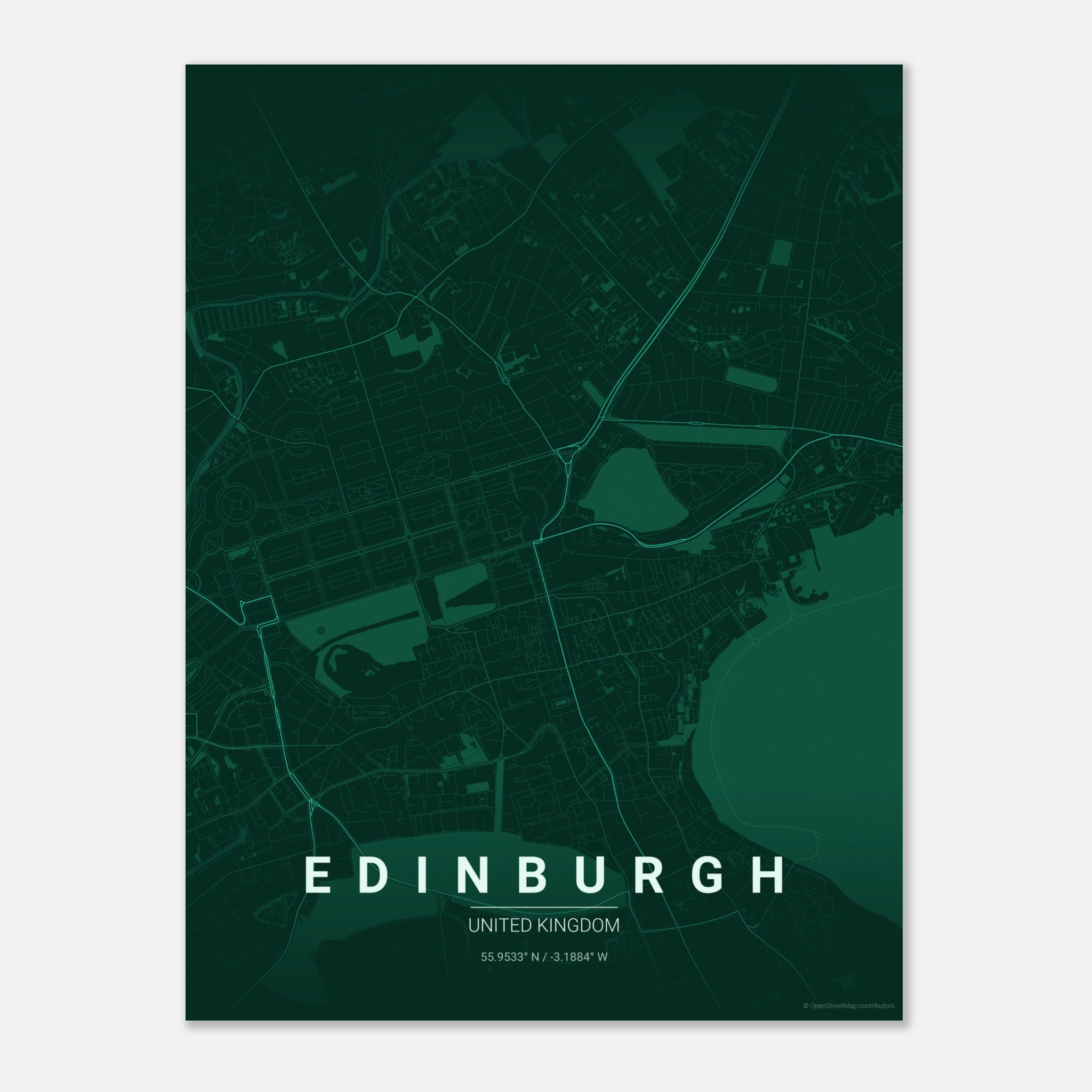 Edinburgh vector map poster in Emerald colourway, United Kingdom