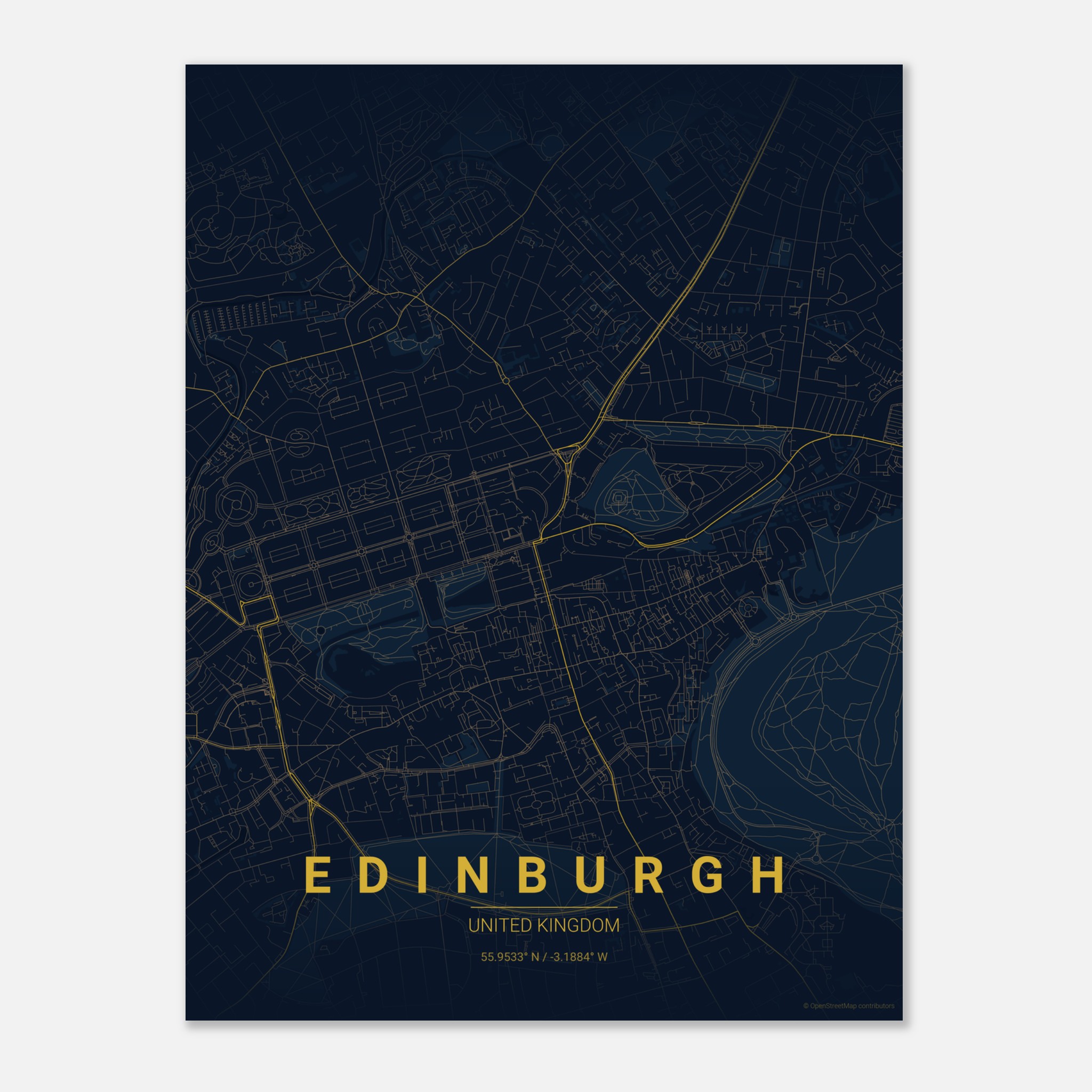 Edinburgh vector map poster in Night colourway, United Kingdom