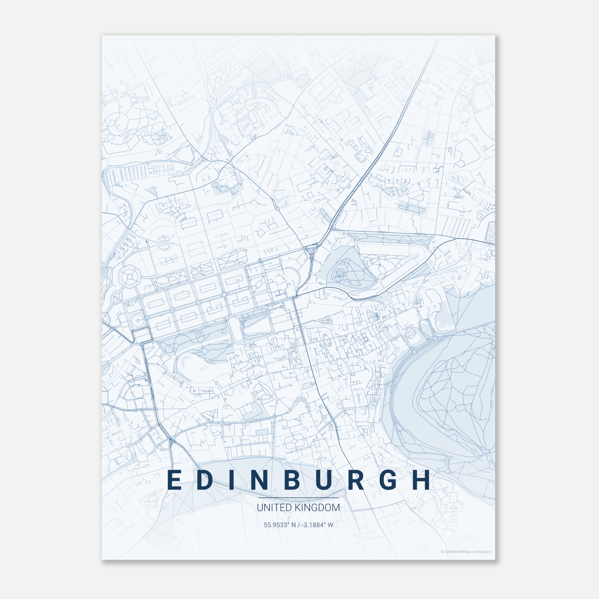 Edinburgh vector map poster in Overcast colourway, United Kingdom
