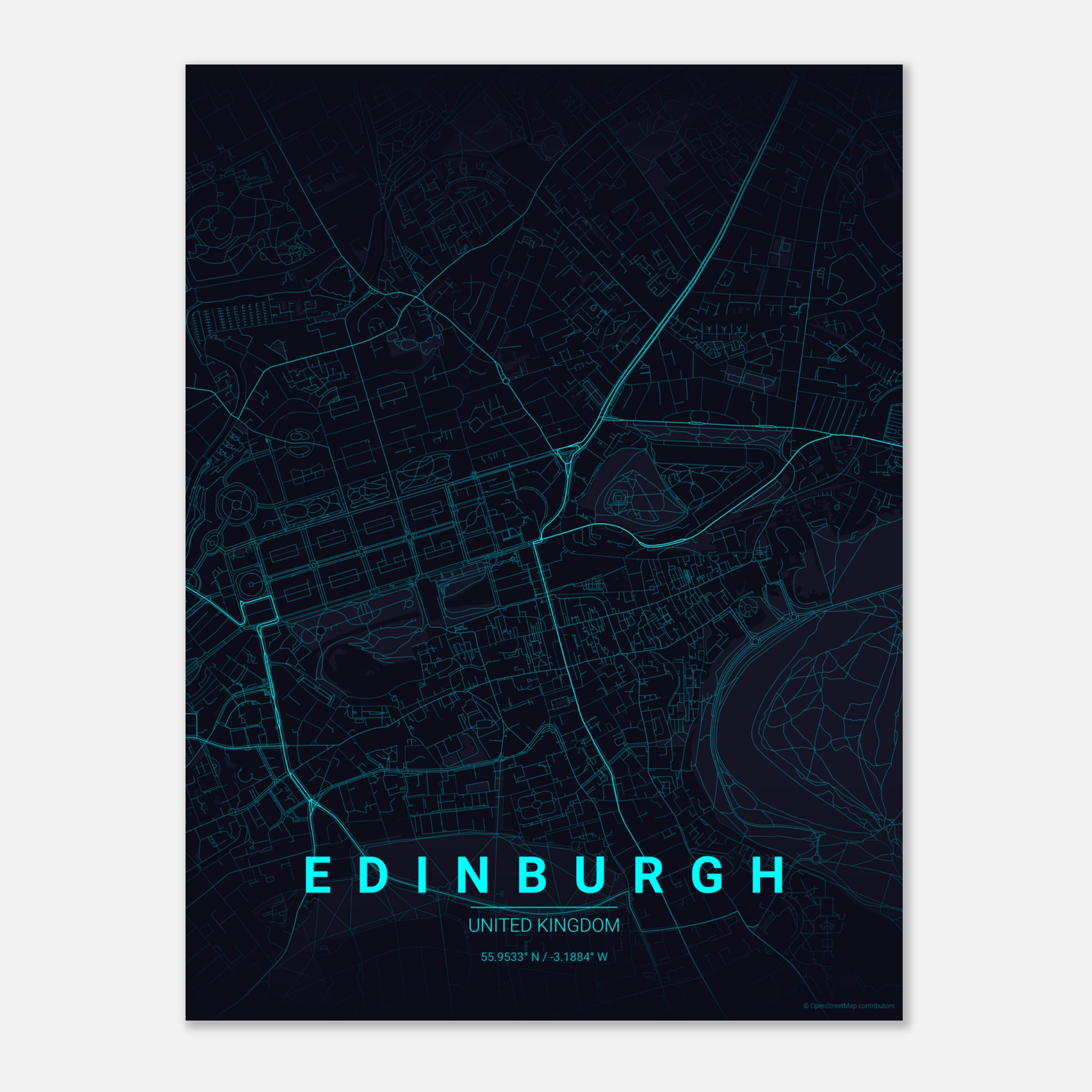 Edinburgh vector map poster in Strip colourway, United Kingdom