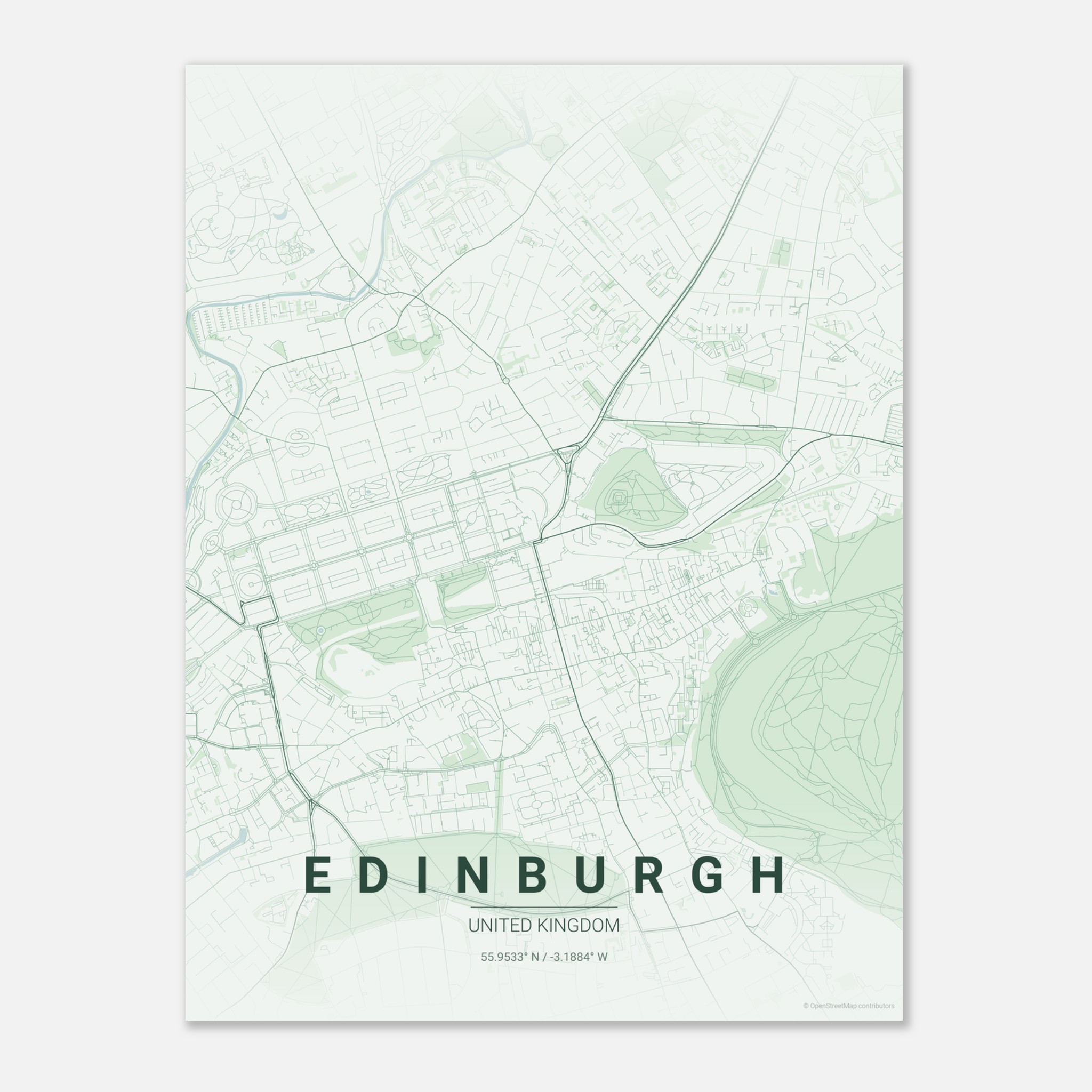 Edinburgh vector map poster in Thicket colourway, United Kingdom