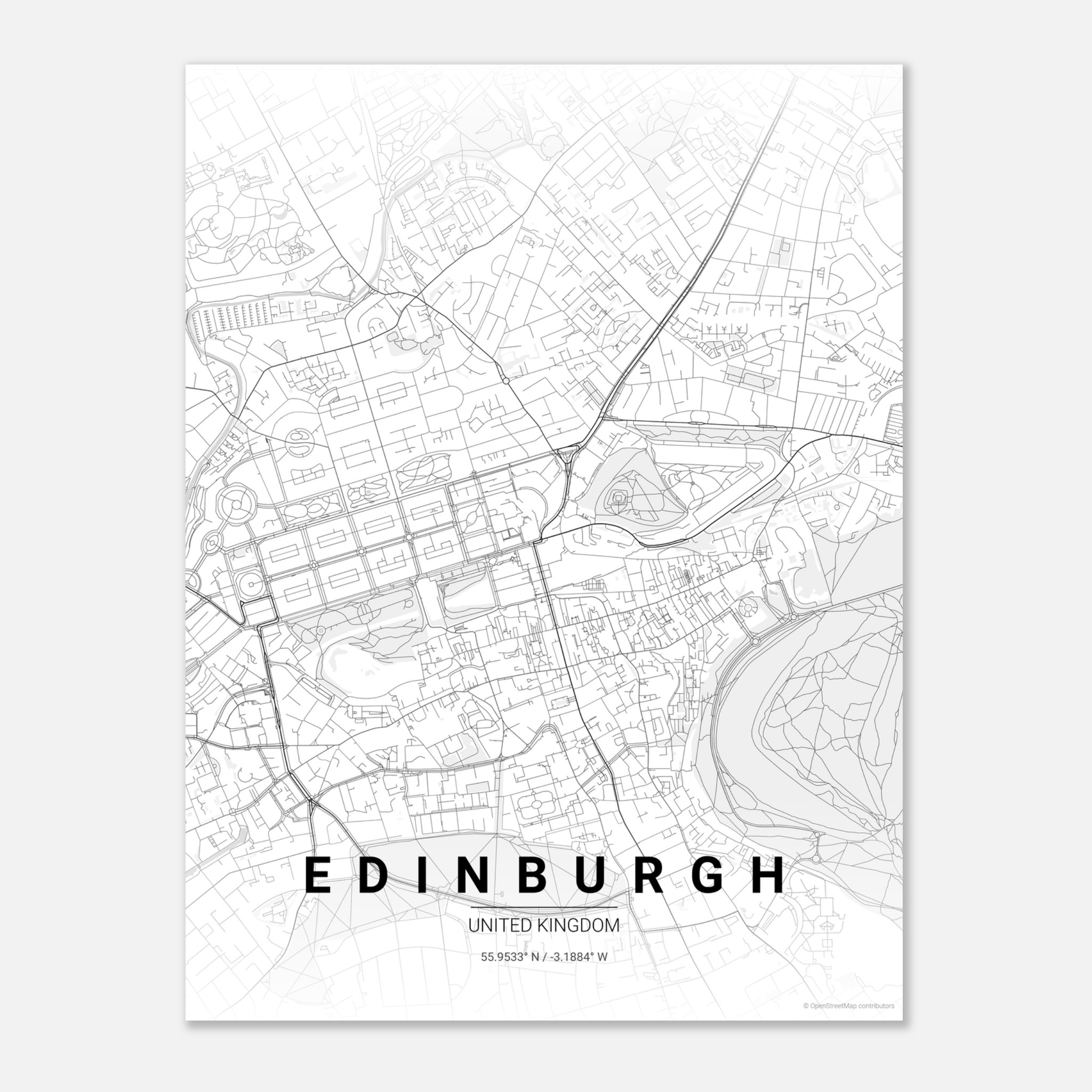 Edinburgh vector map poster in Wander colourway, United Kingdom