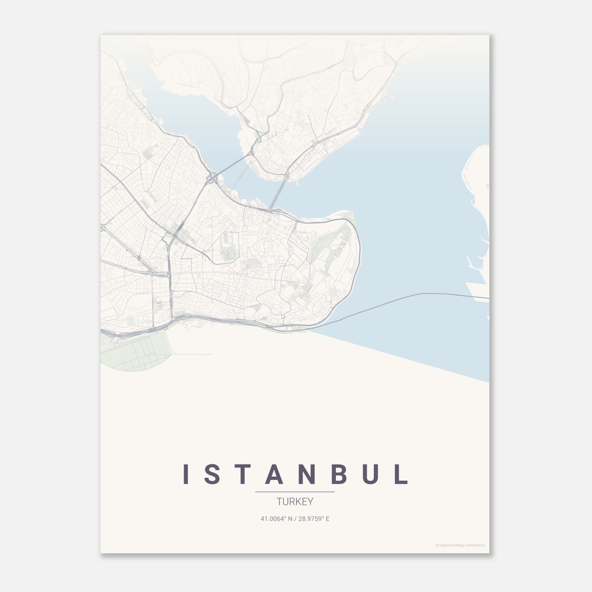 Istanbul vector map poster in Faded colourway, Turkey