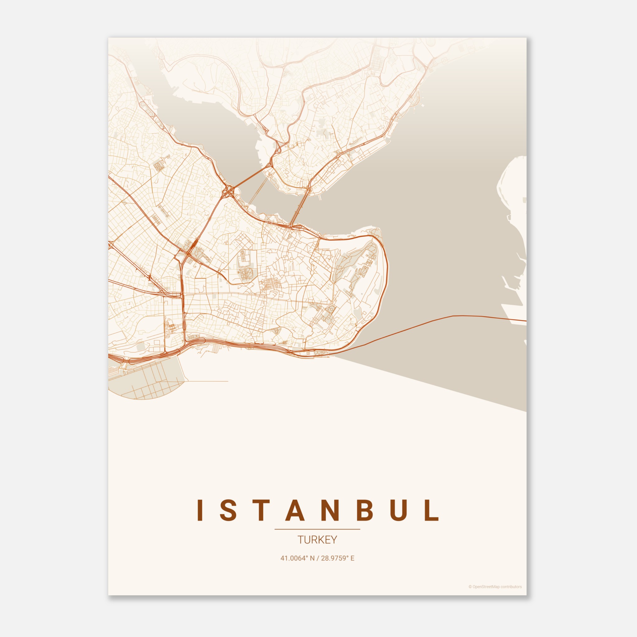 Istanbul vector map poster in Foliage colourway, Turkey