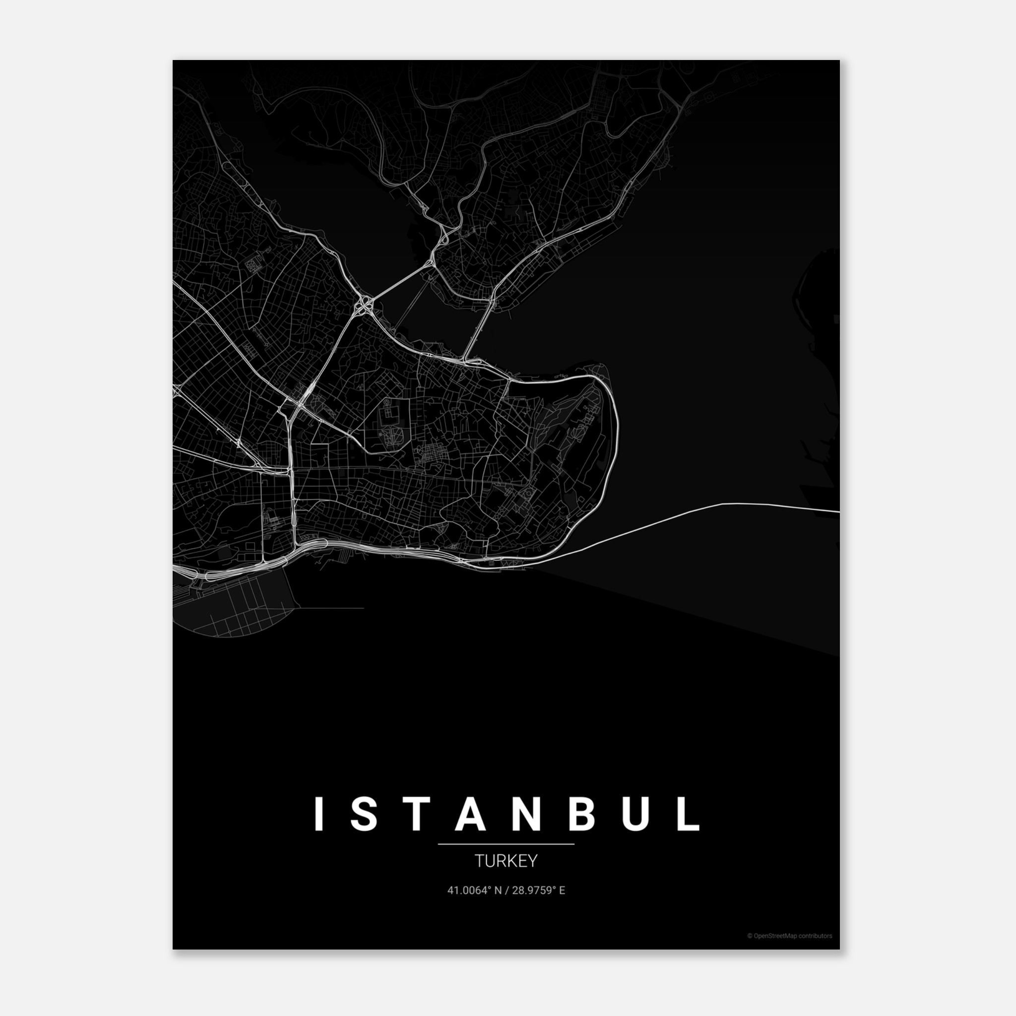 Istanbul vector map poster in Noir colourway, Turkey