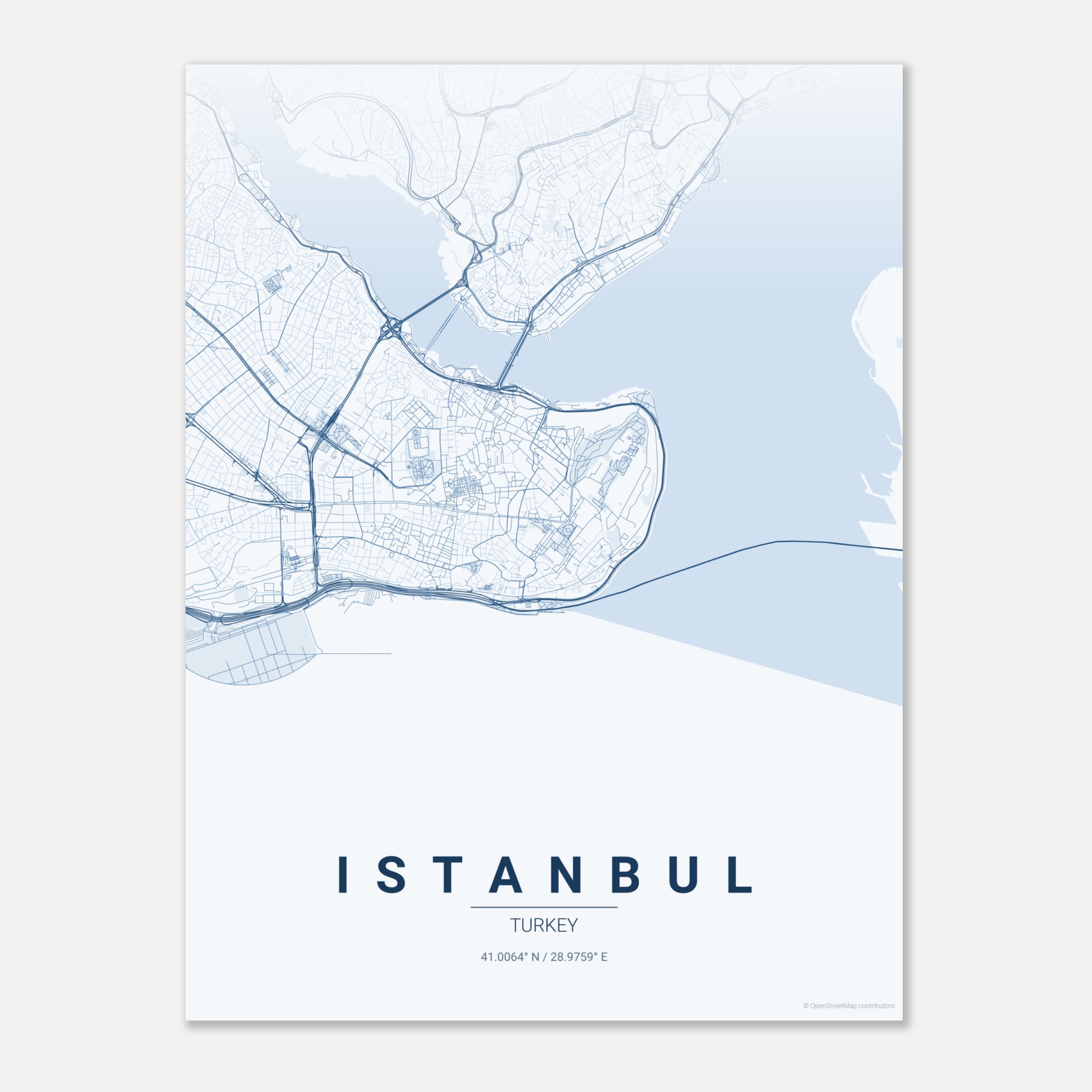 Istanbul vector map poster in Overcast colourway, Turkey