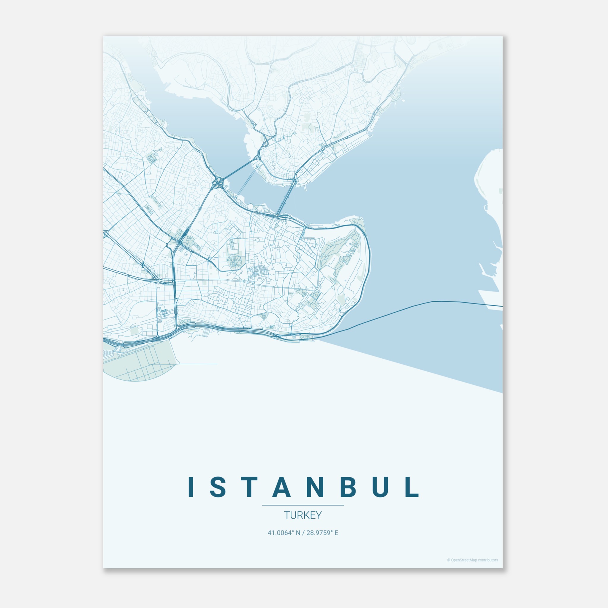 Istanbul vector map poster in Swell colourway, Turkey