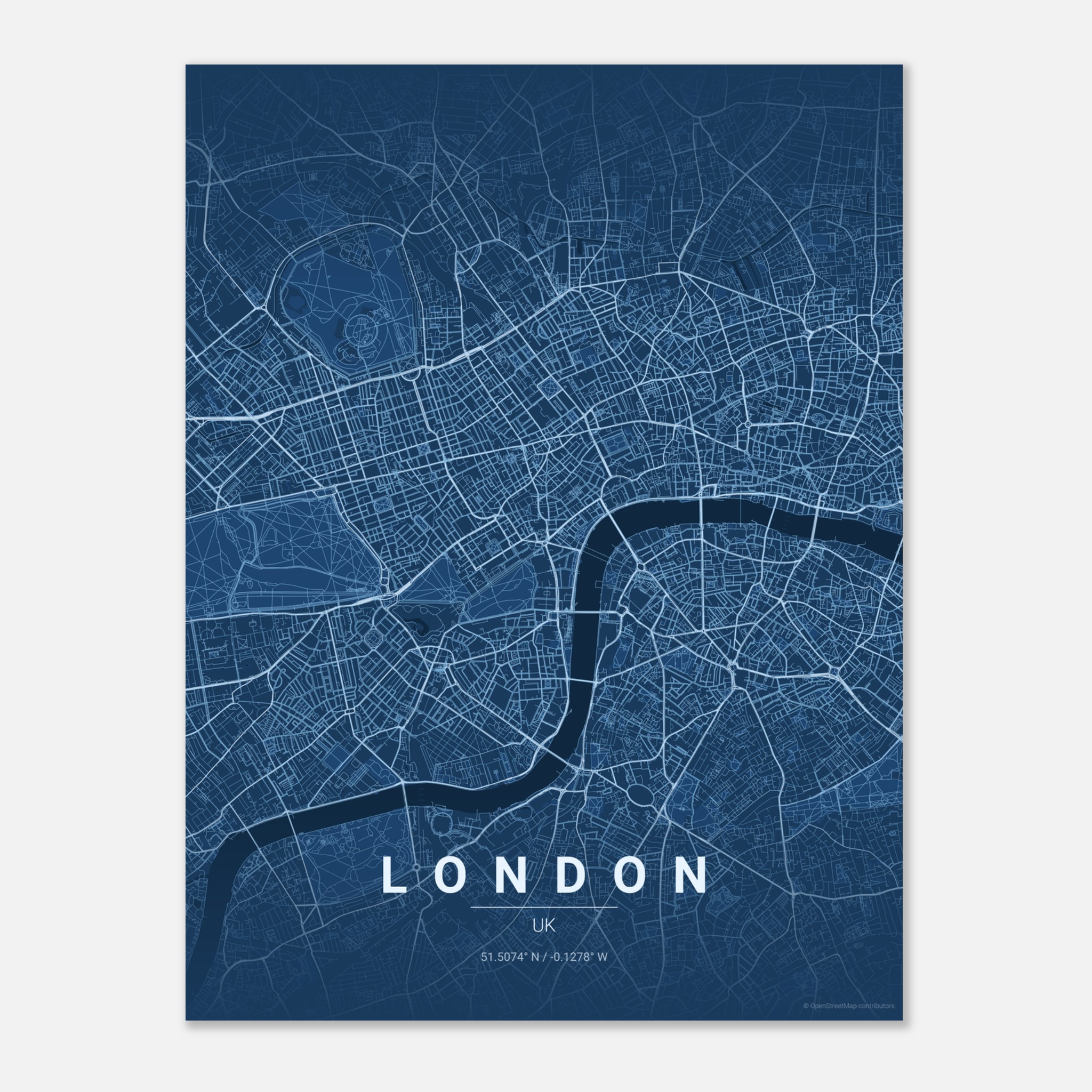 London vector map poster in Blueprint colourway, United Kingdom