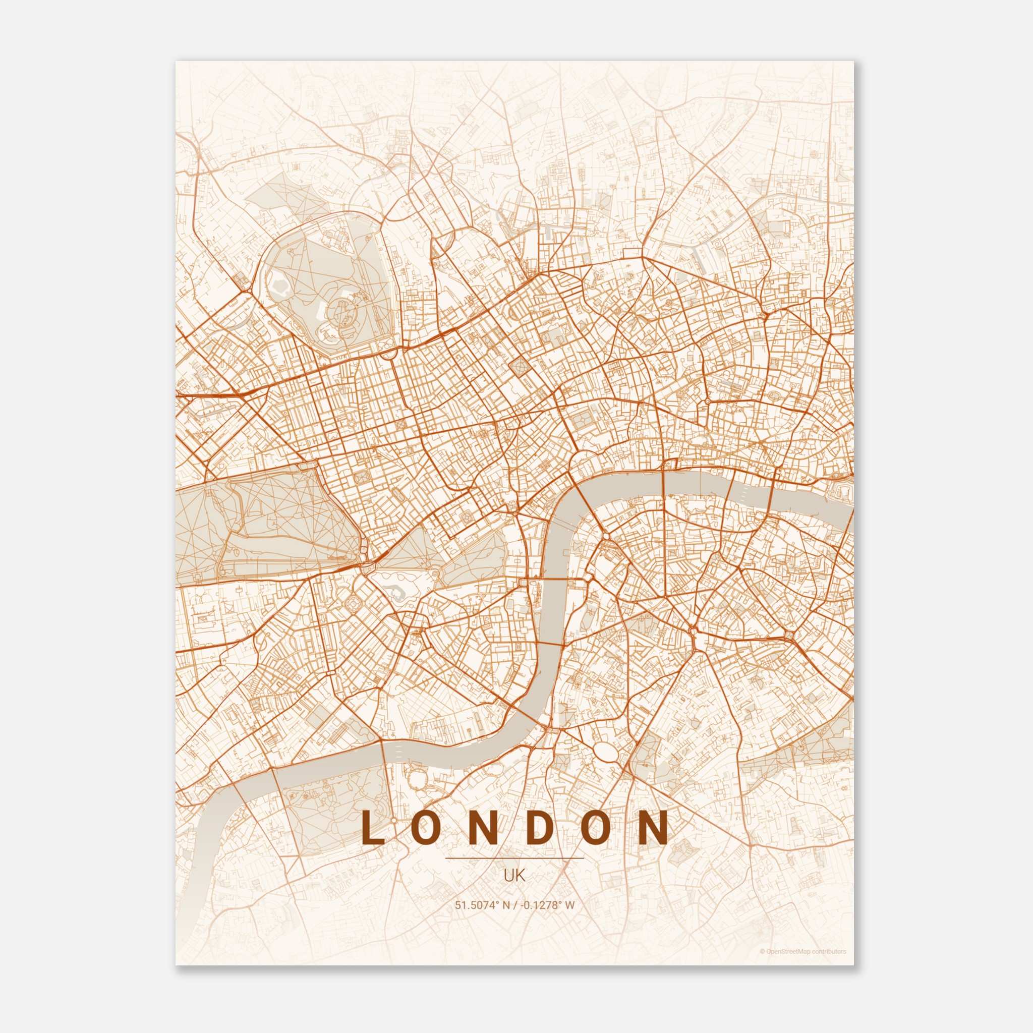 London vector map poster in Foliage colourway, United Kingdom