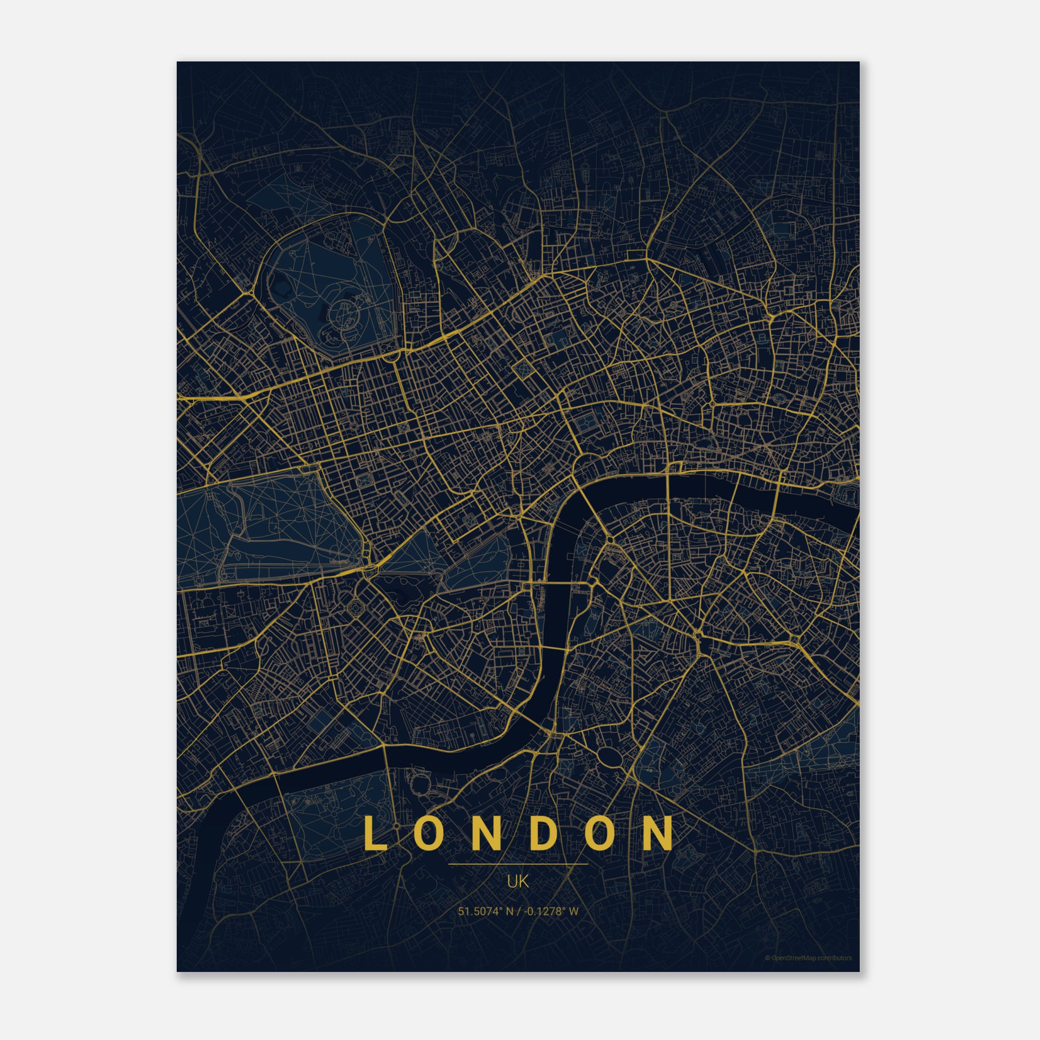 London vector map poster in Night colourway, United Kingdom