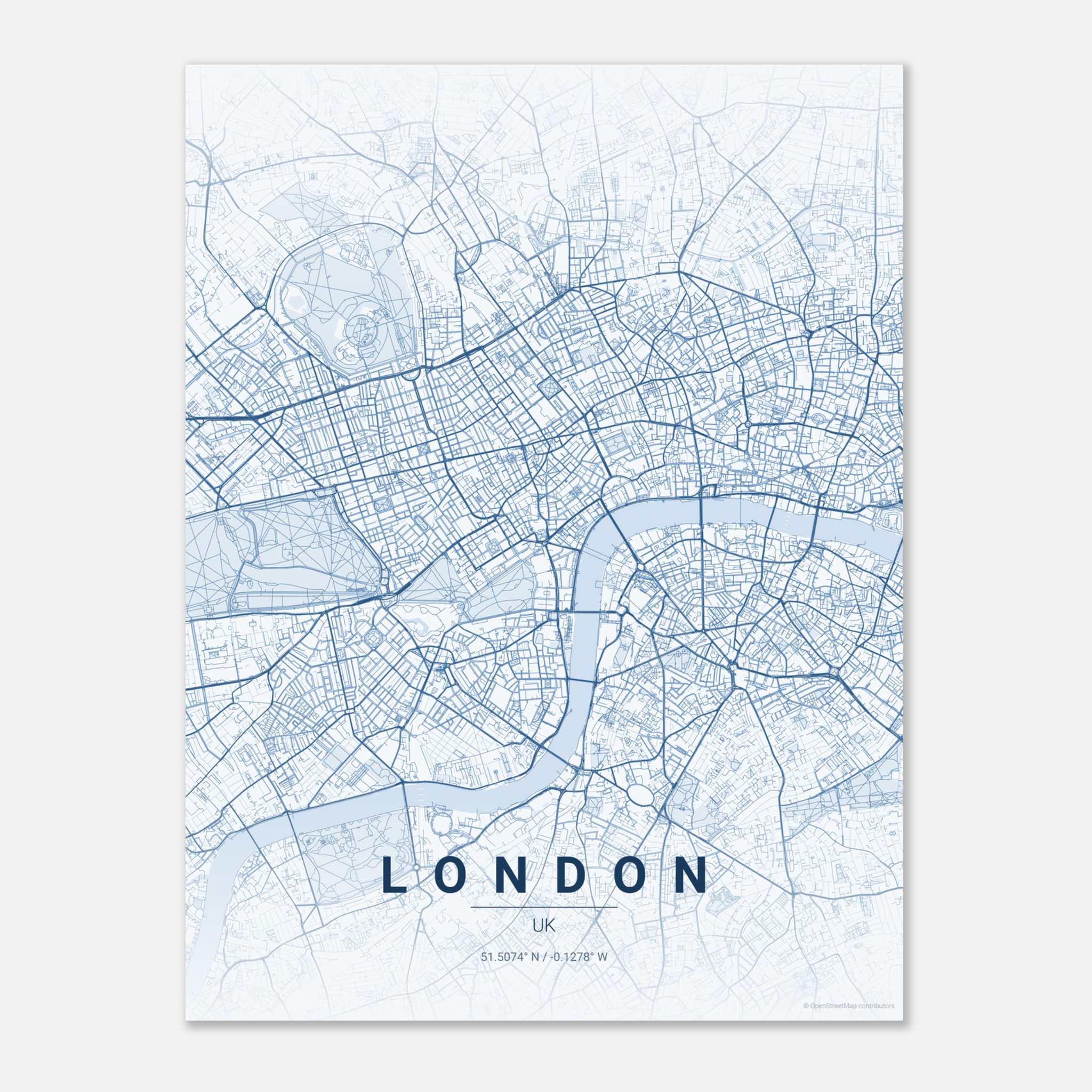 London vector map poster in Overcast colourway, United Kingdom