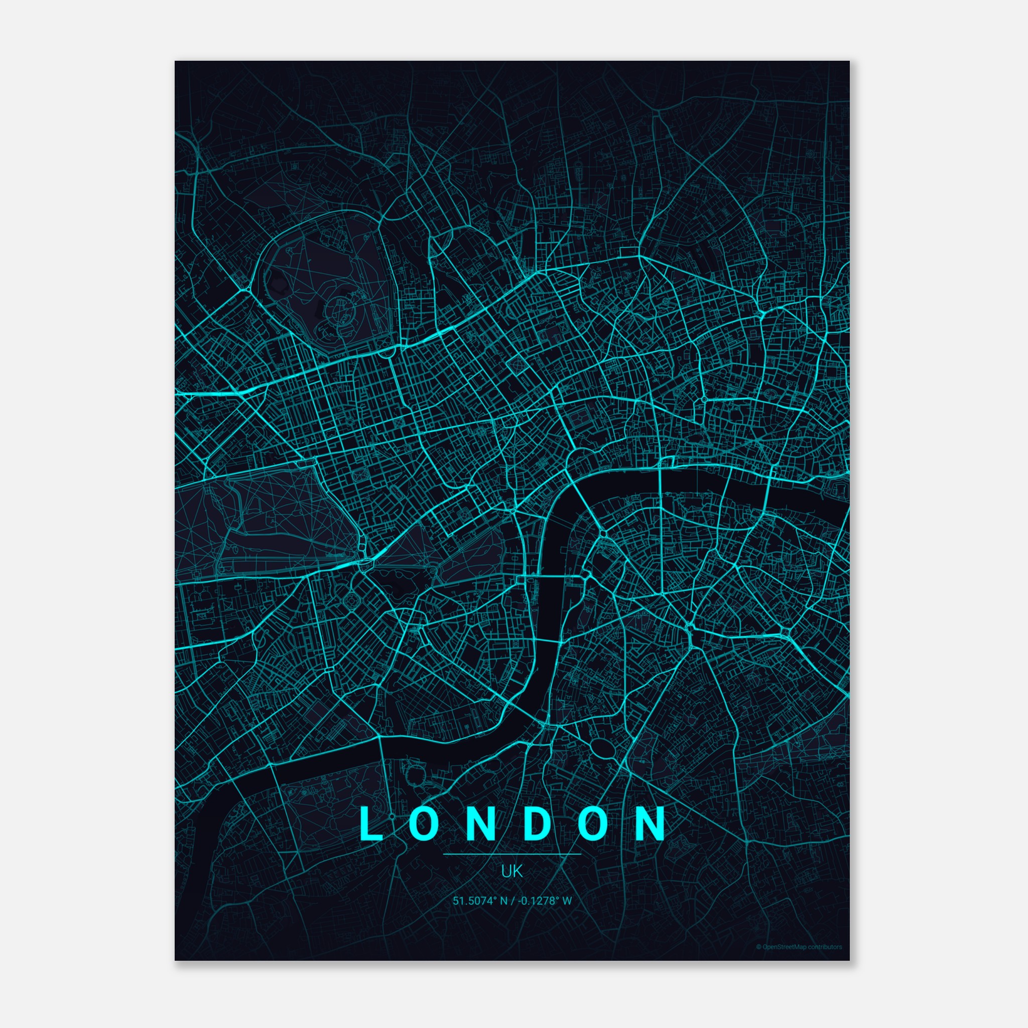 London vector map poster in Strip colourway, United Kingdom