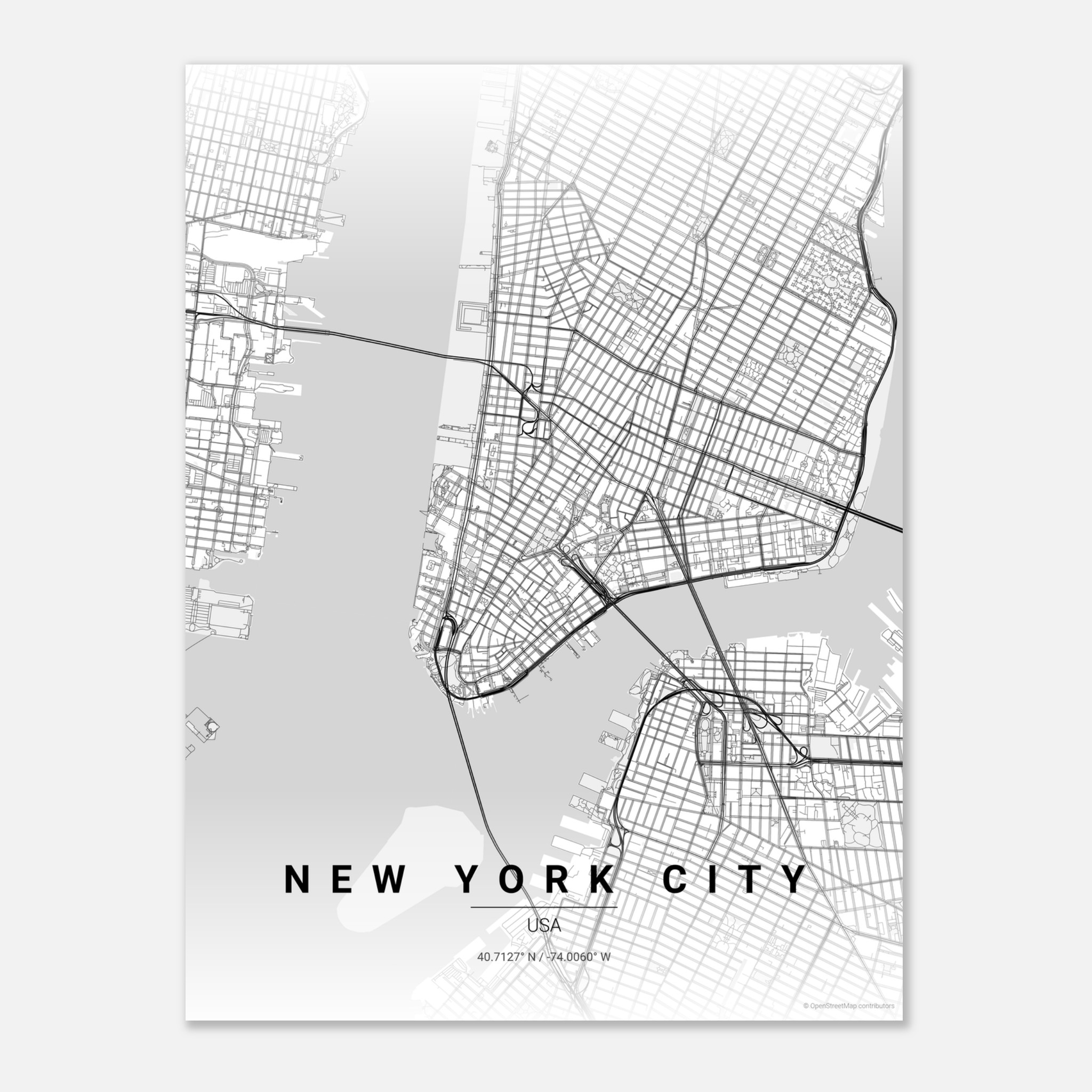 New York City vector map poster in Wander colourway, United States