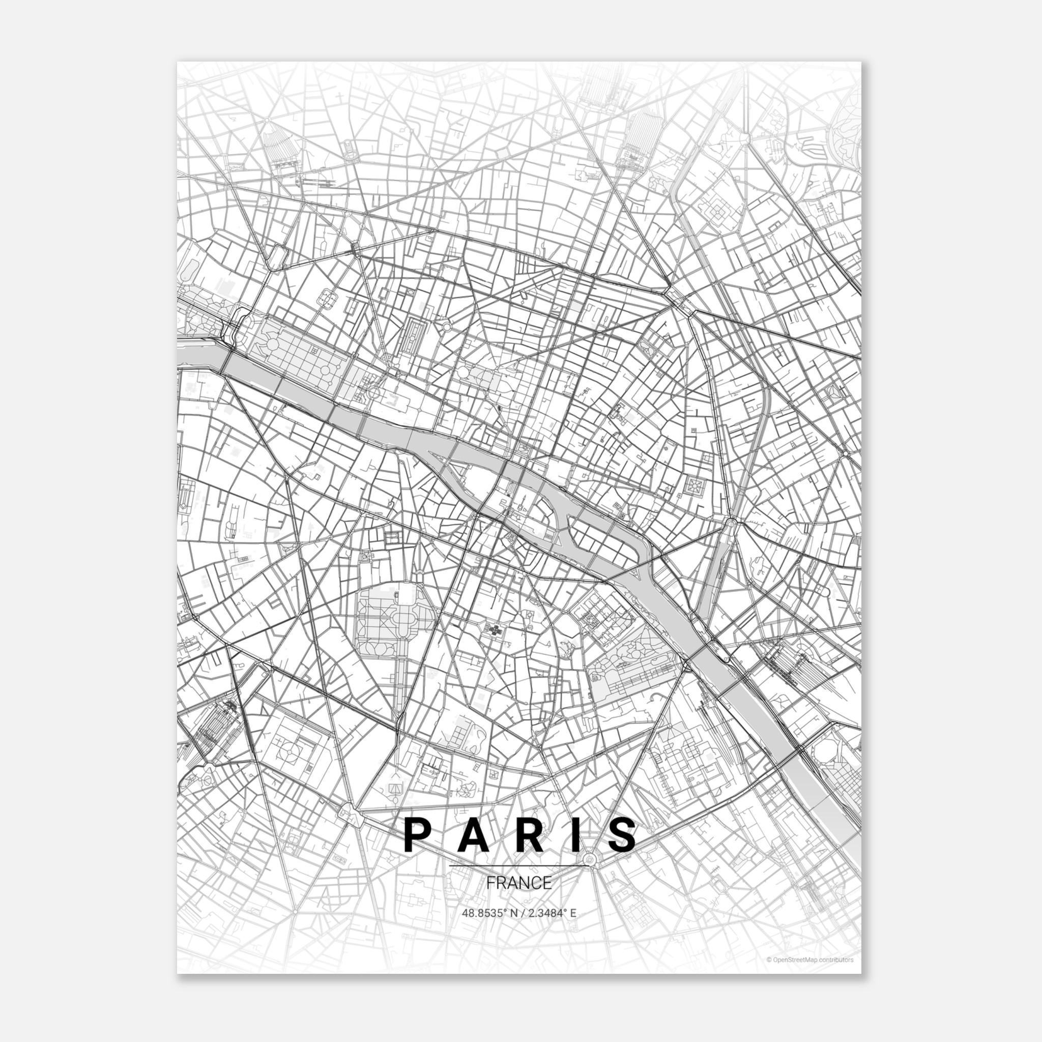 Paris vector map poster in Wander colourway, France
