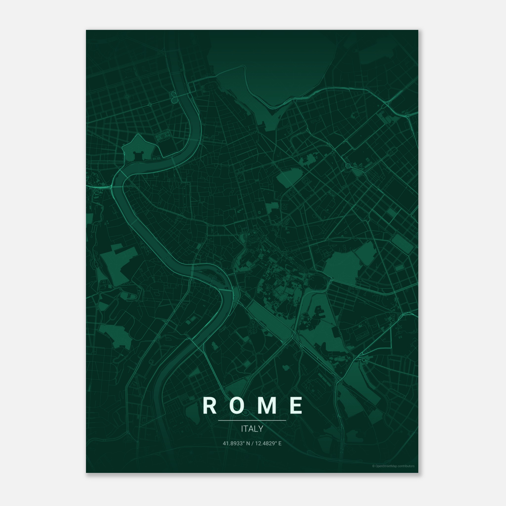 Rome vector map poster in Emerald colourway, Italy