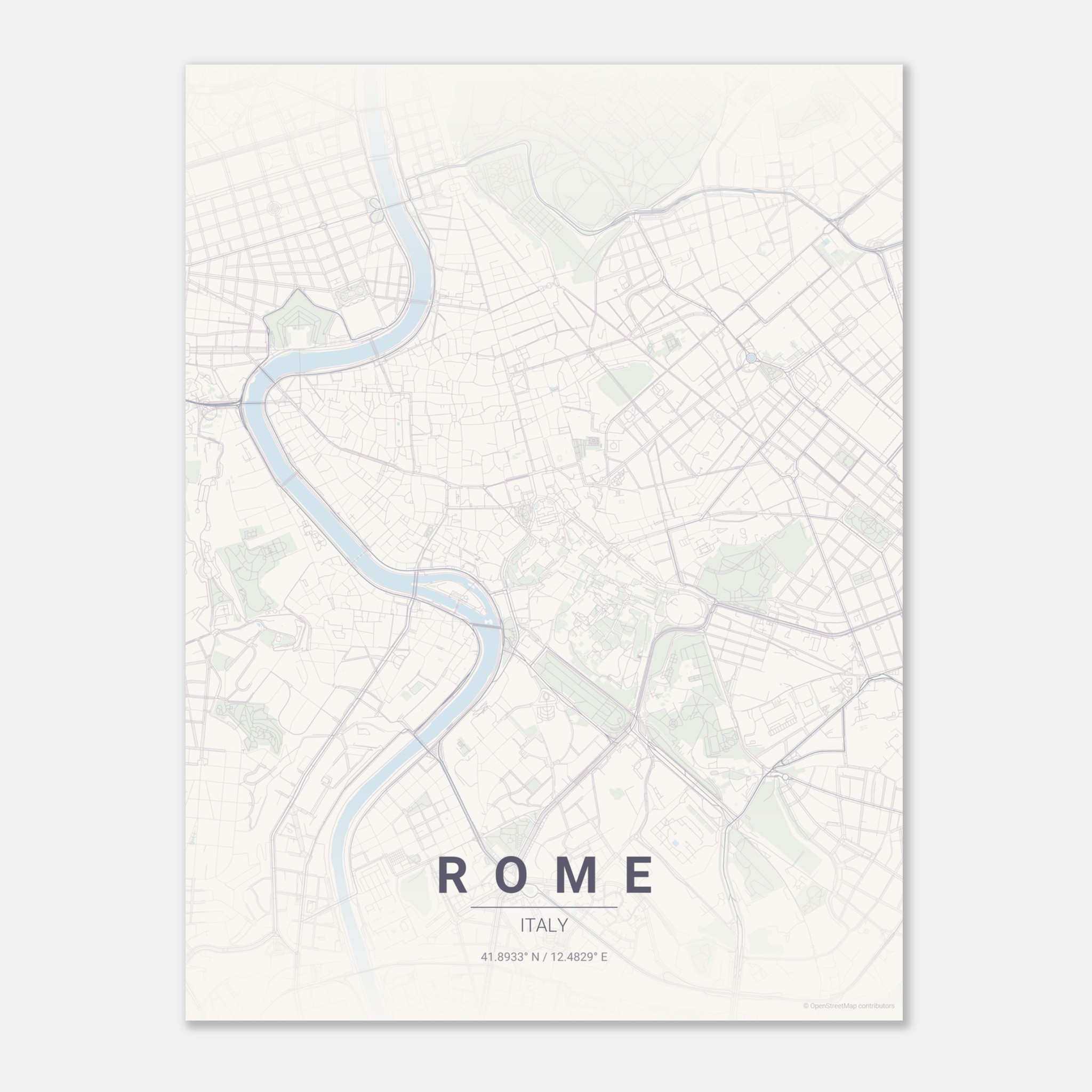 Rome vector map poster in Faded colourway, Italy