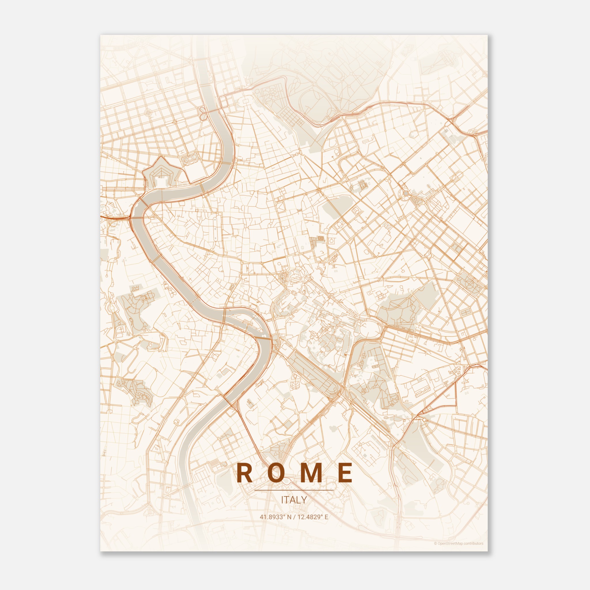 Rome vector map poster in Foliage colourway, Italy