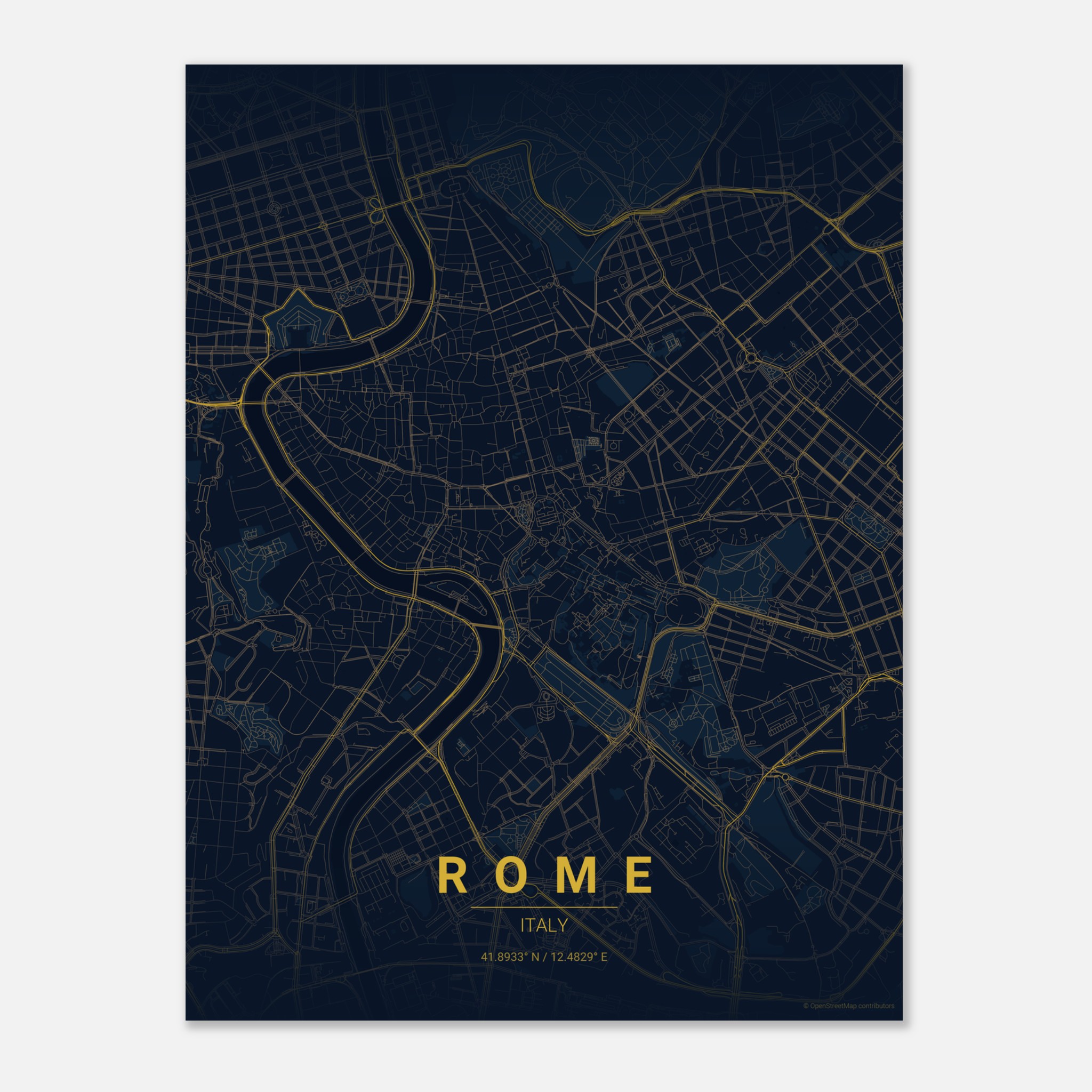 Rome vector map poster in Night colourway, Italy