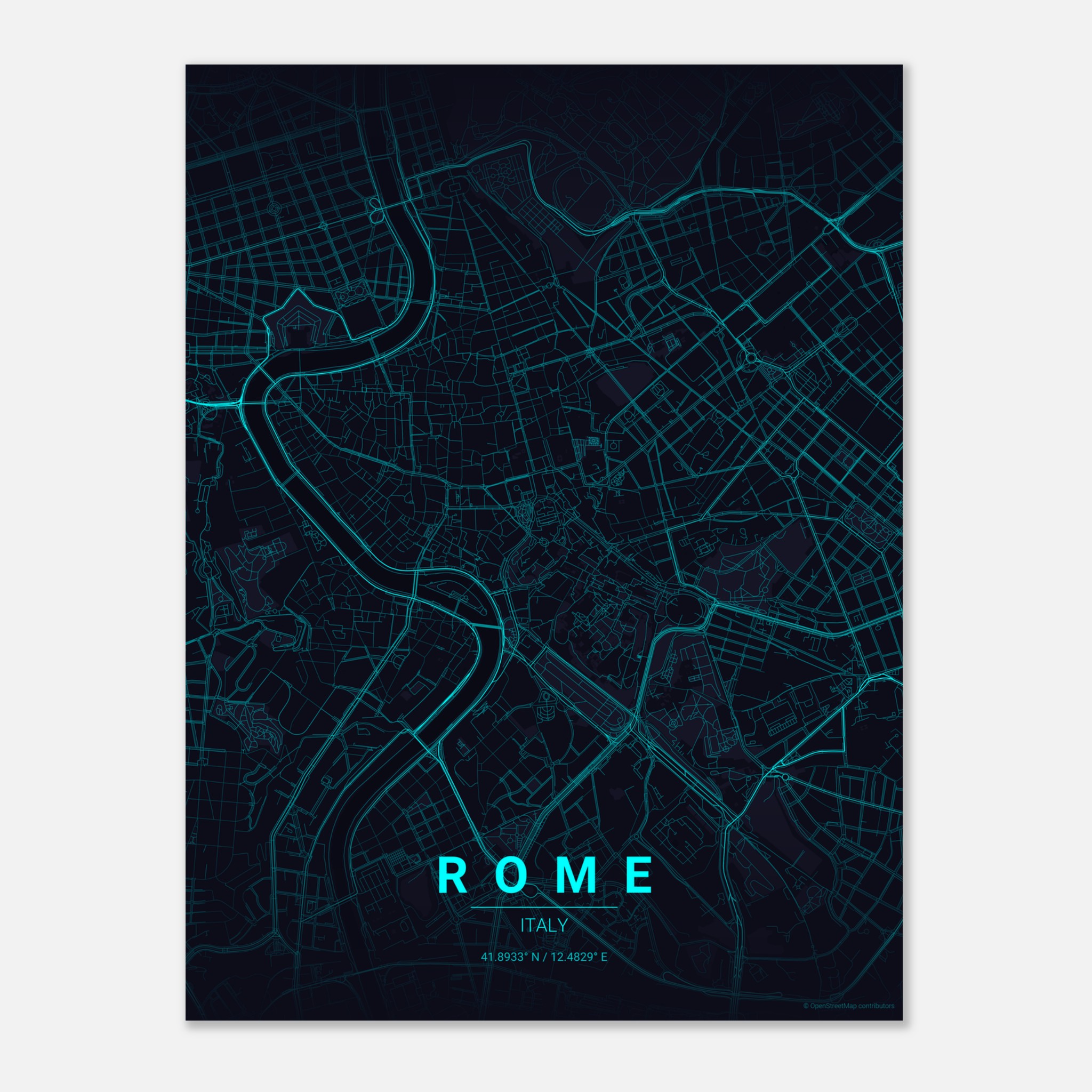Rome vector map poster in Strip colourway, Italy