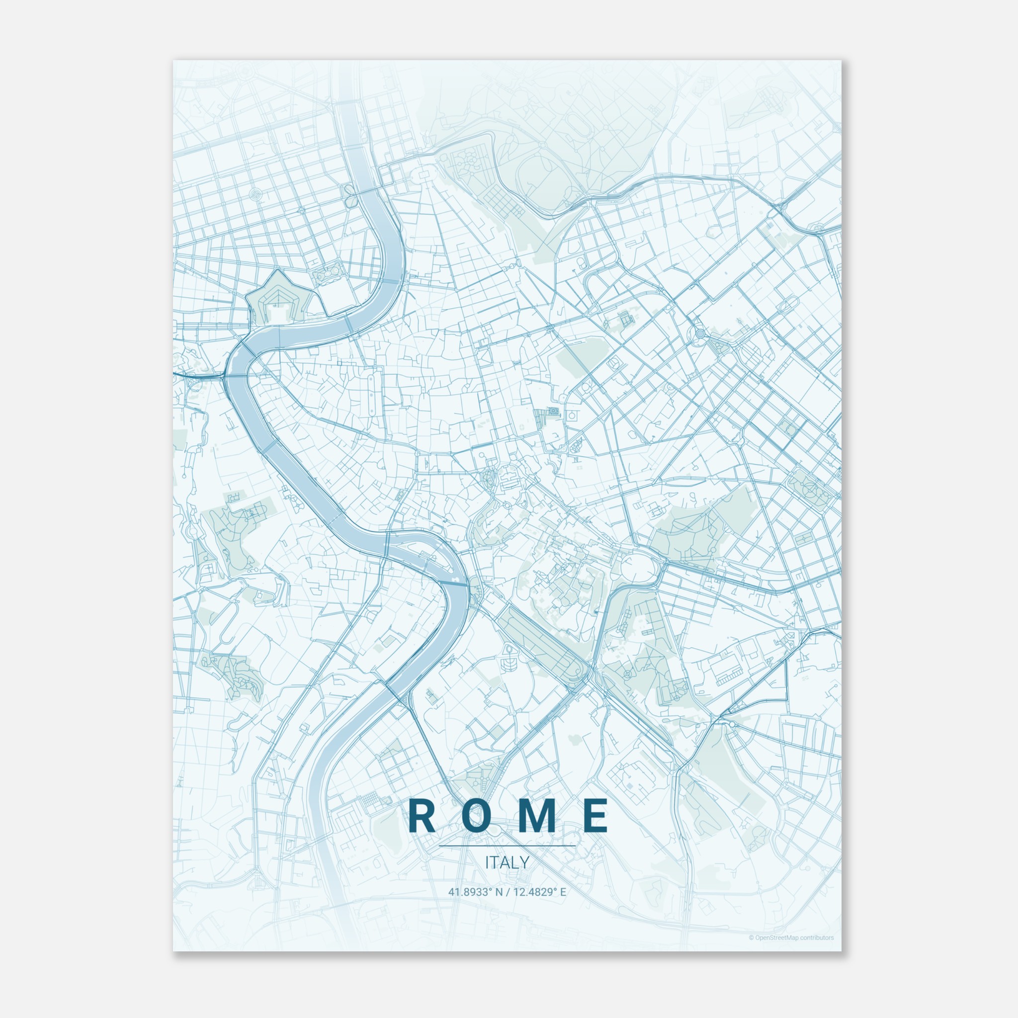 Rome vector map poster in Swell colourway, Italy