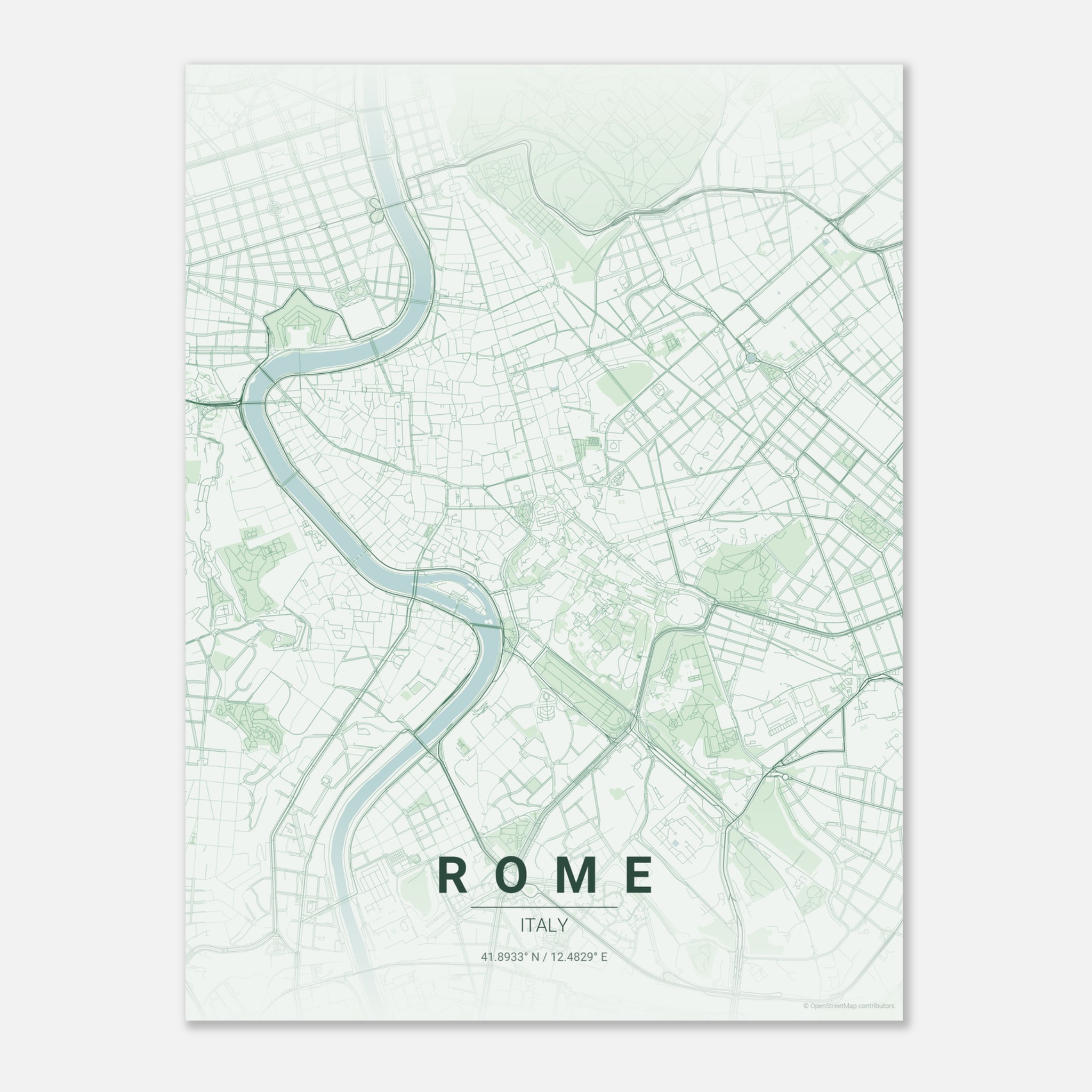 Rome vector map poster in Thicket colourway, Italy