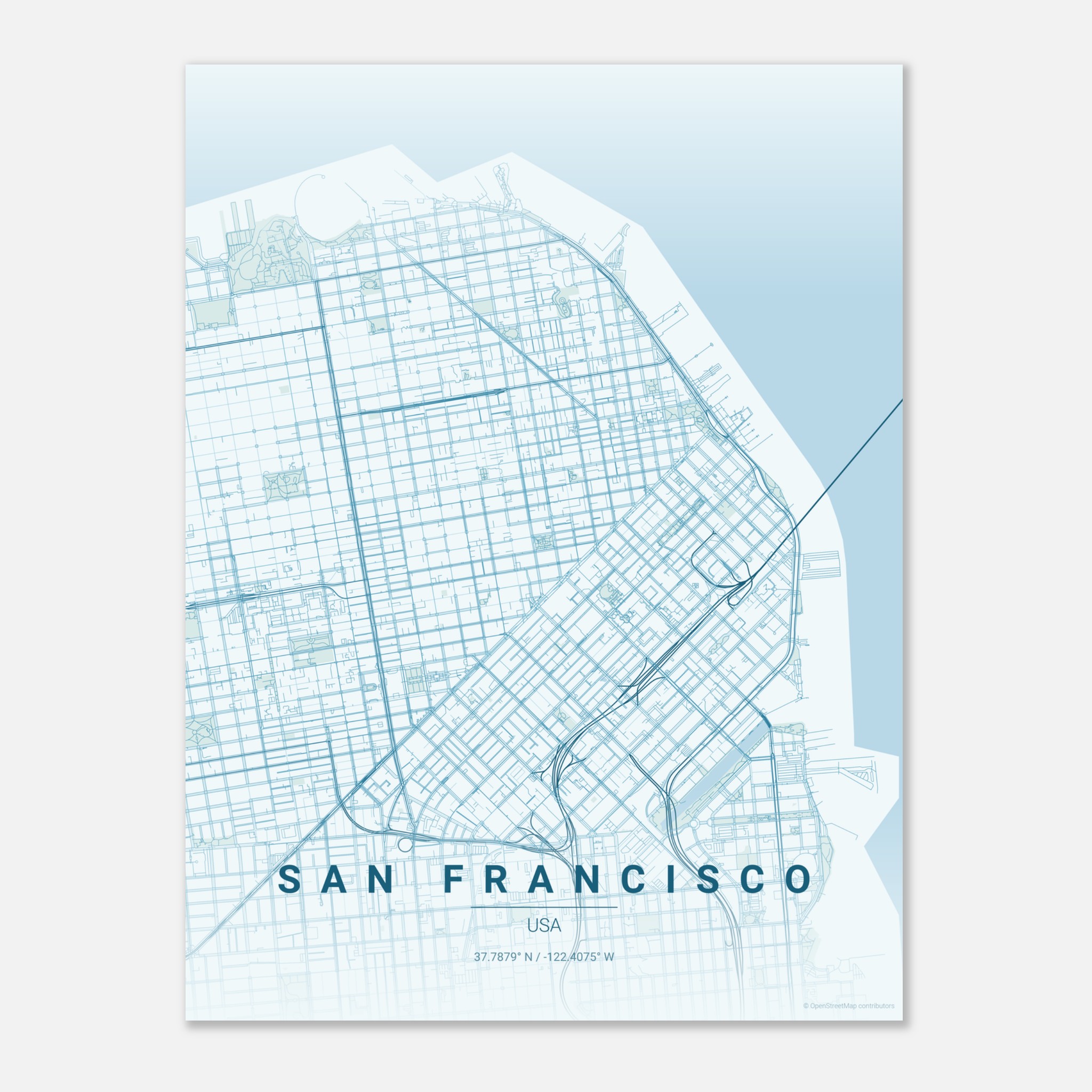 San Francisco vector map poster in Swell colourway, United States