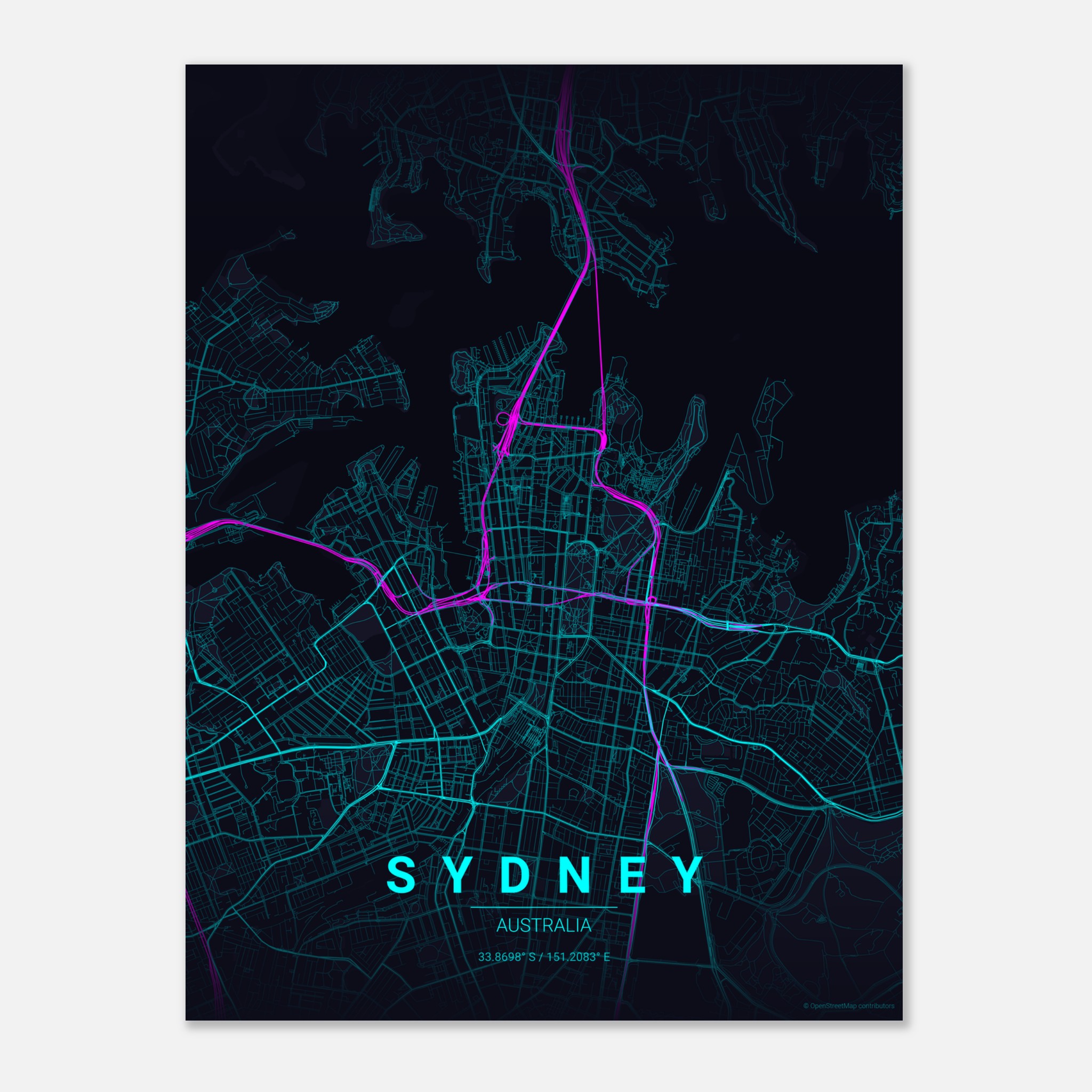 Sydney vector map poster in Strip colourway, Australia