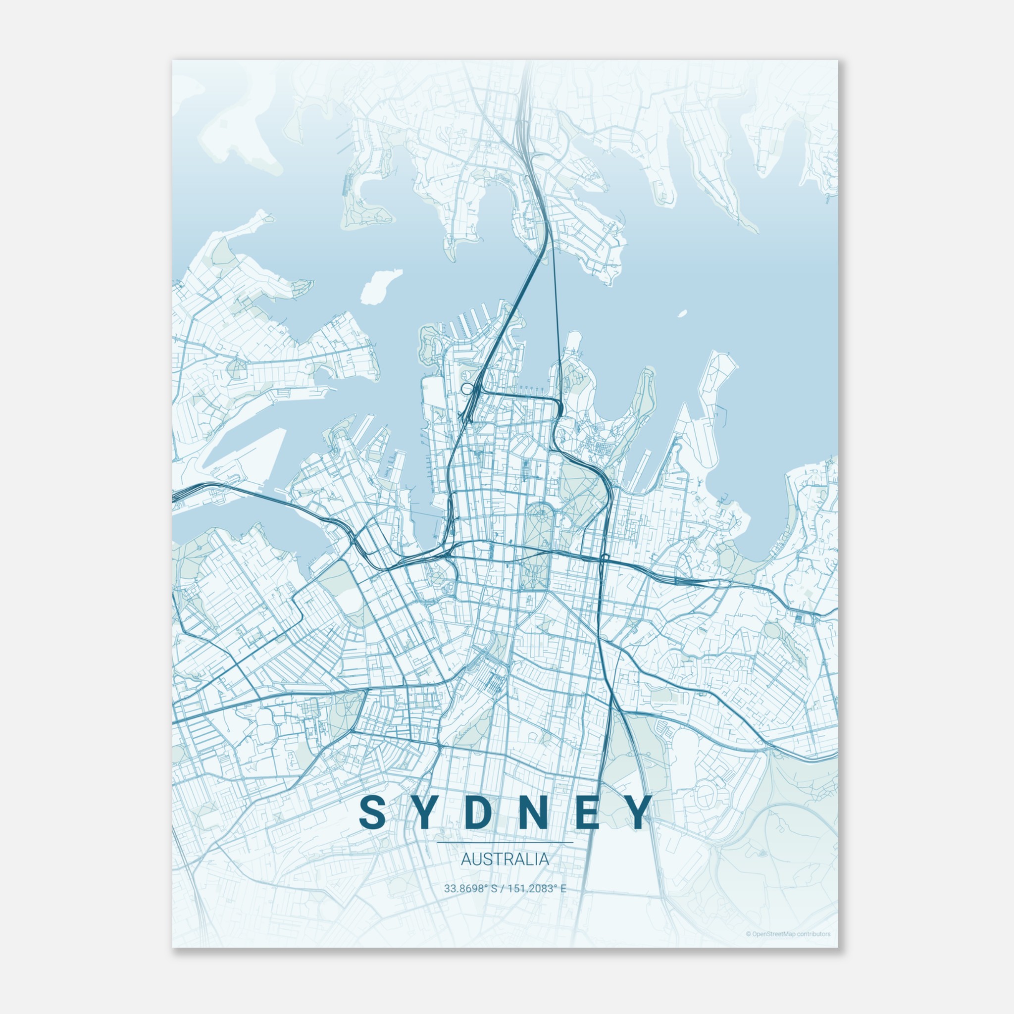 Sydney vector map poster in Swell colourway, Australia