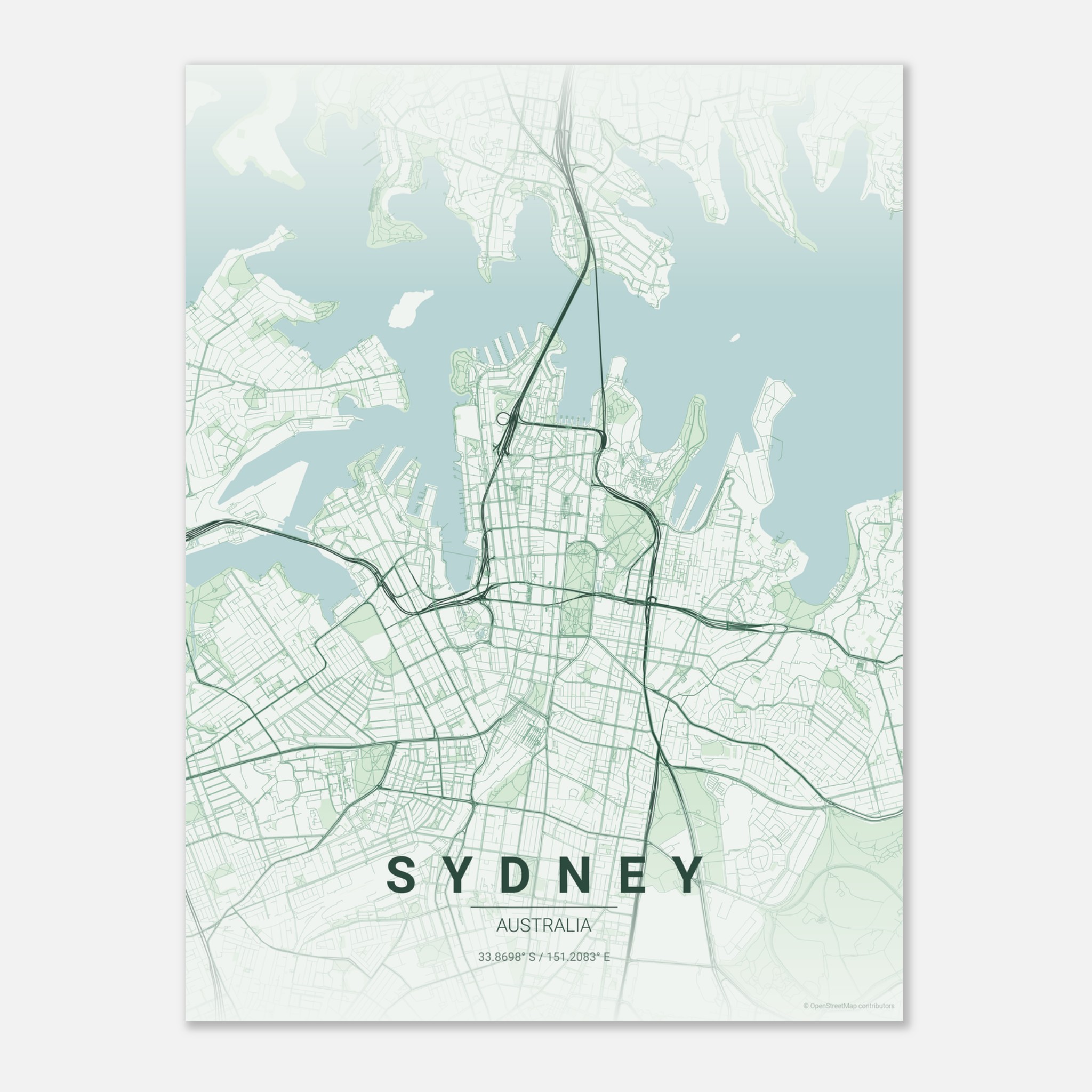 Sydney vector map poster in Thicket colourway, Australia