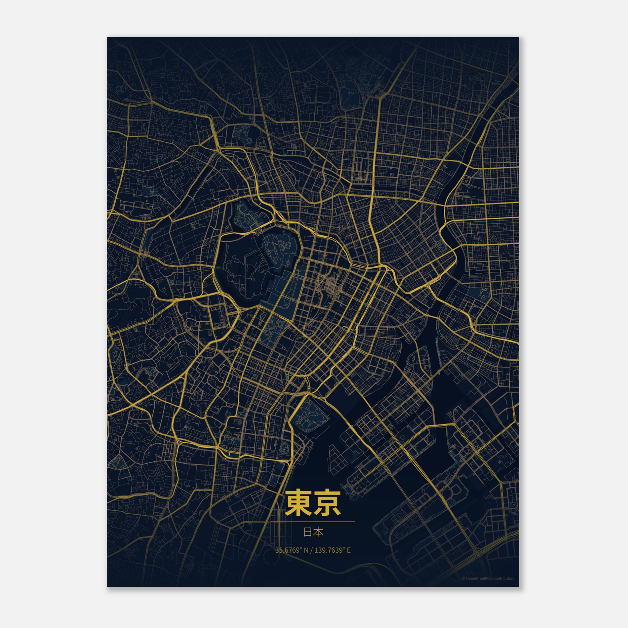 Tokyo vector map poster in Night colourway, Japan
