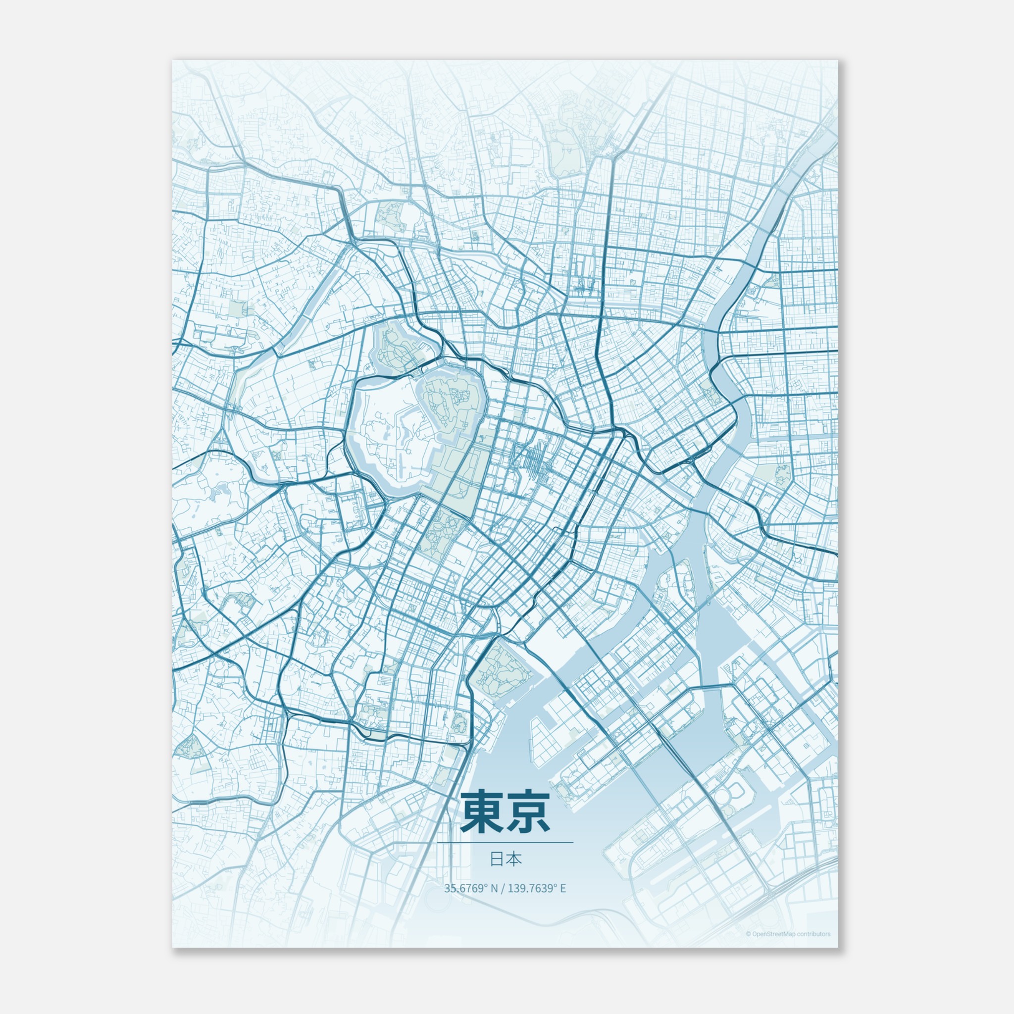 Tokyo vector map poster in Swell colourway, Japan