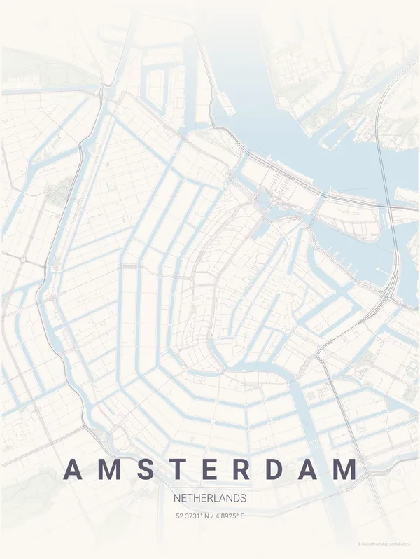 Amsterdam map poster in Faded colourway