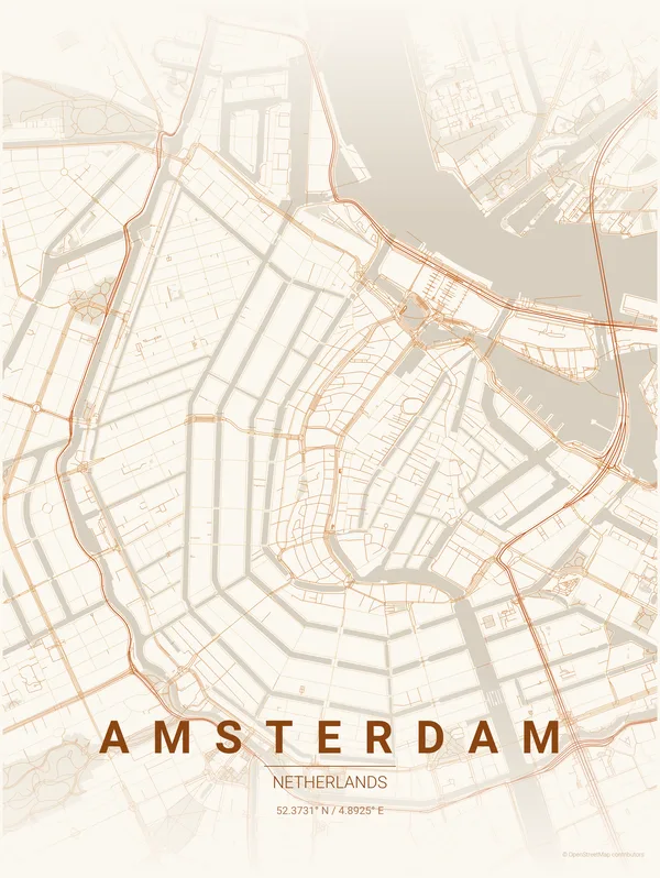 Amsterdam map poster in Foliage colourway