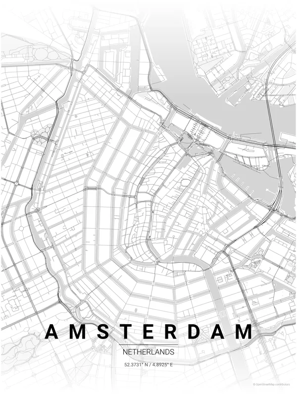 Amsterdam map poster in Wander colourway