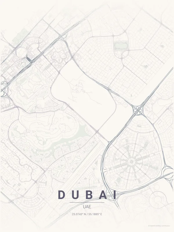 Dubai map poster in Faded colourway