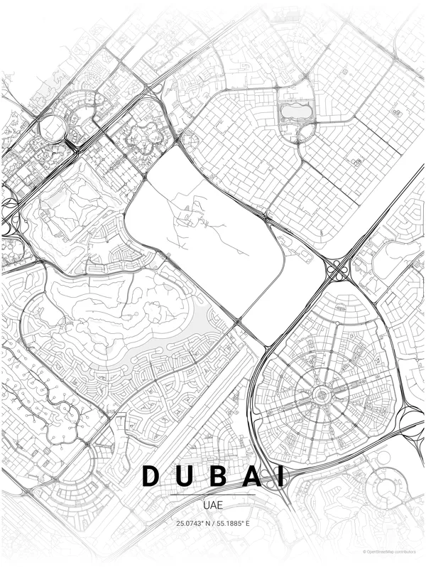 Dubai map poster in Wander colourway
