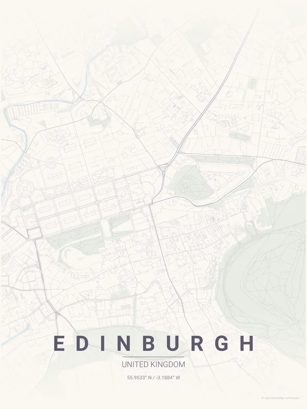 Edinburgh map poster in Faded colourway