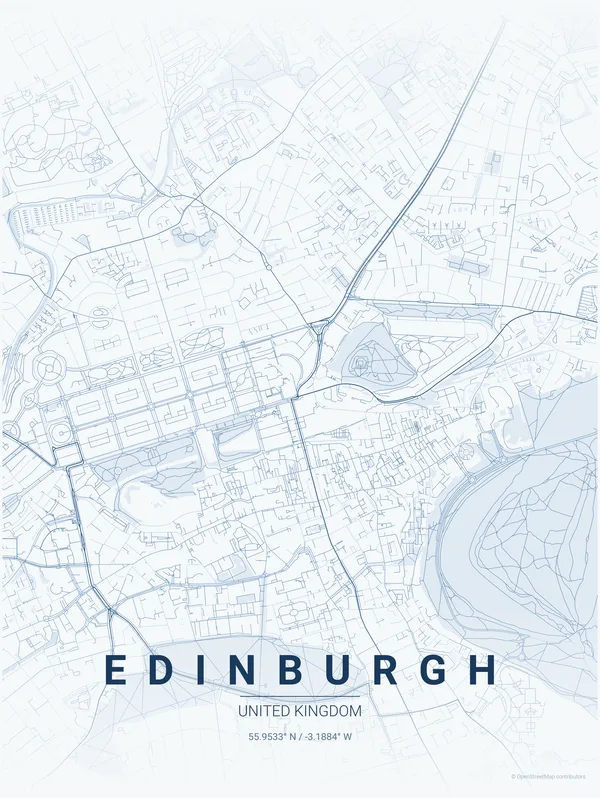 Edinburgh map poster in Overcast colourway