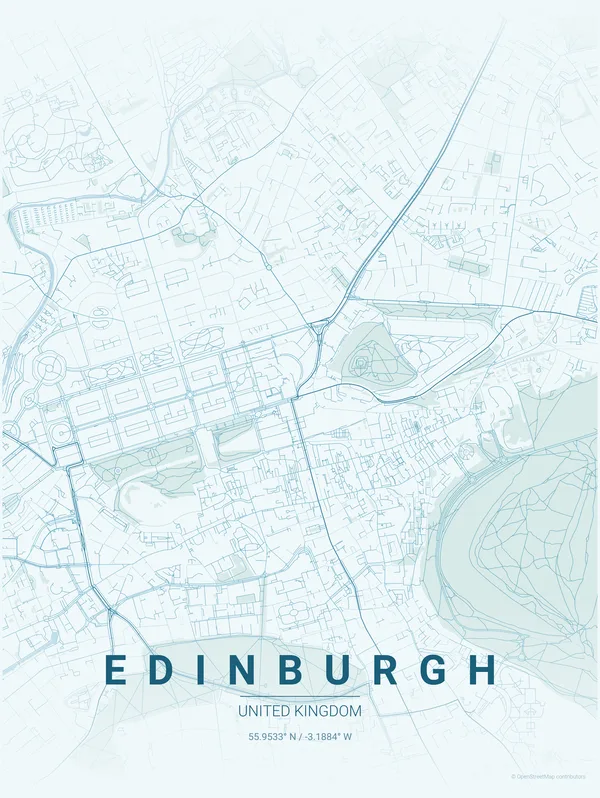 Edinburgh map poster in Swell colourway