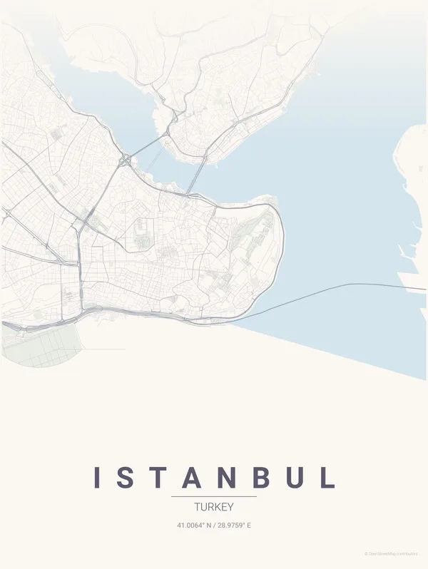 Istanbul map poster in Faded colourway