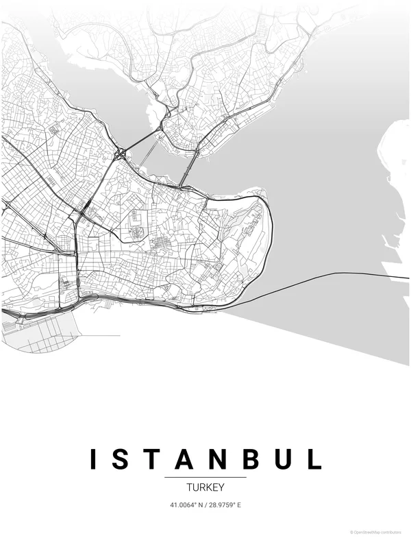 Istanbul map poster in Wander colourway