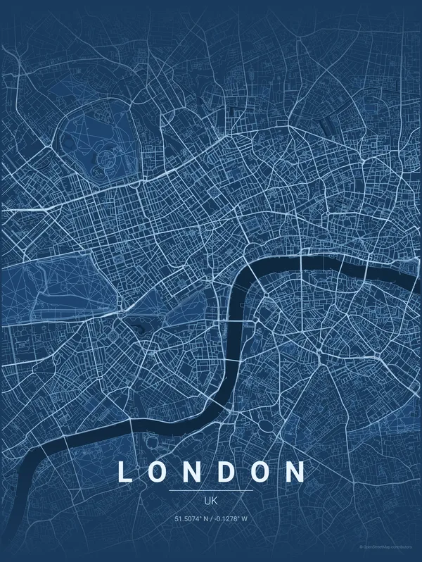 London map poster in Blueprint colourway