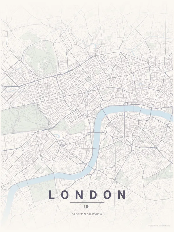 London map poster in Faded colourway