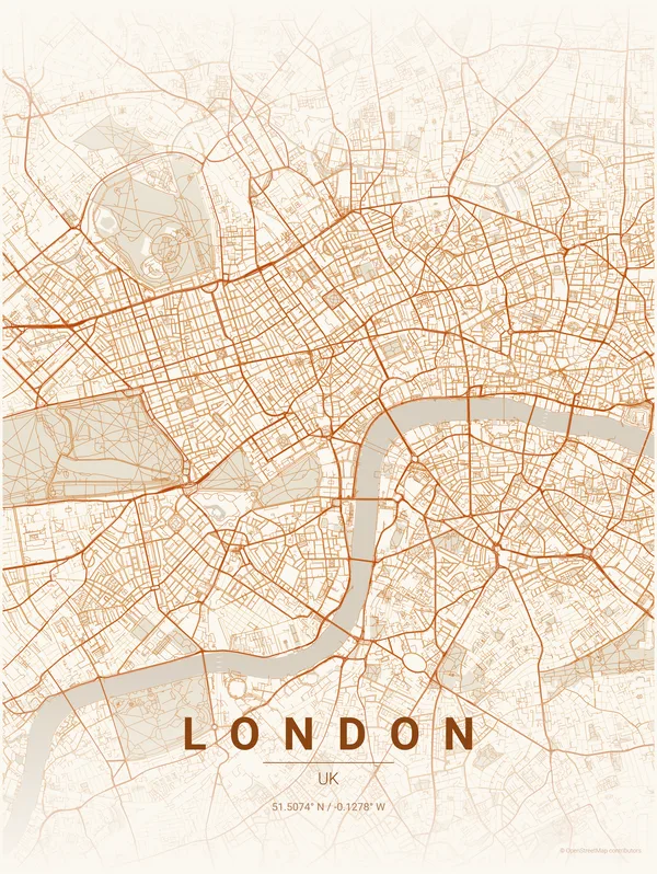London map poster in Foliage colourway