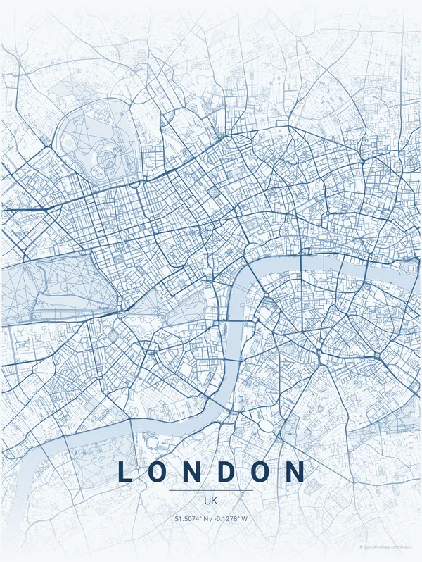 London map poster in Overcast colourway