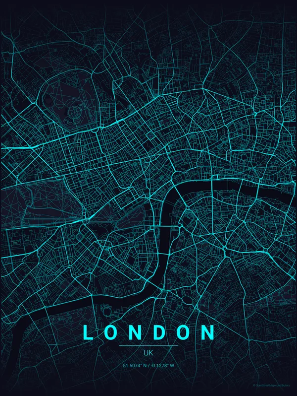 London map poster in Strip colourway